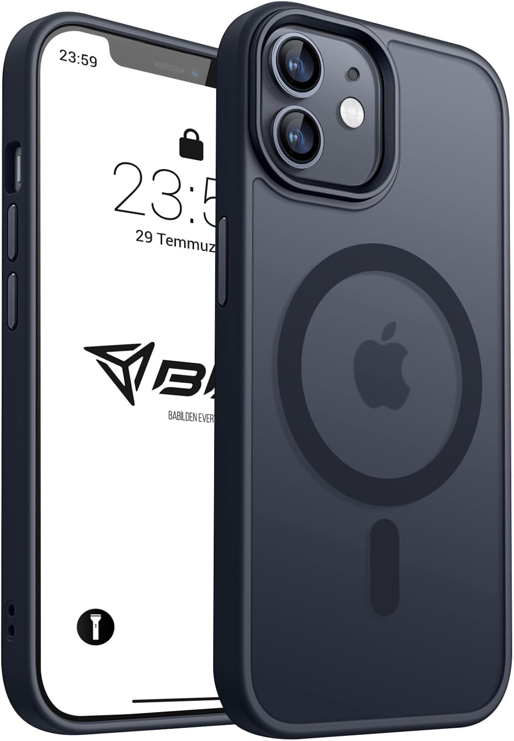 Babilden iPhone için Kılıf Kamera Korumalı Magsafe Wireless Şarj Özellikli Mat Şeffaf Renkli Kılıf (iPhone 11 Siyah)