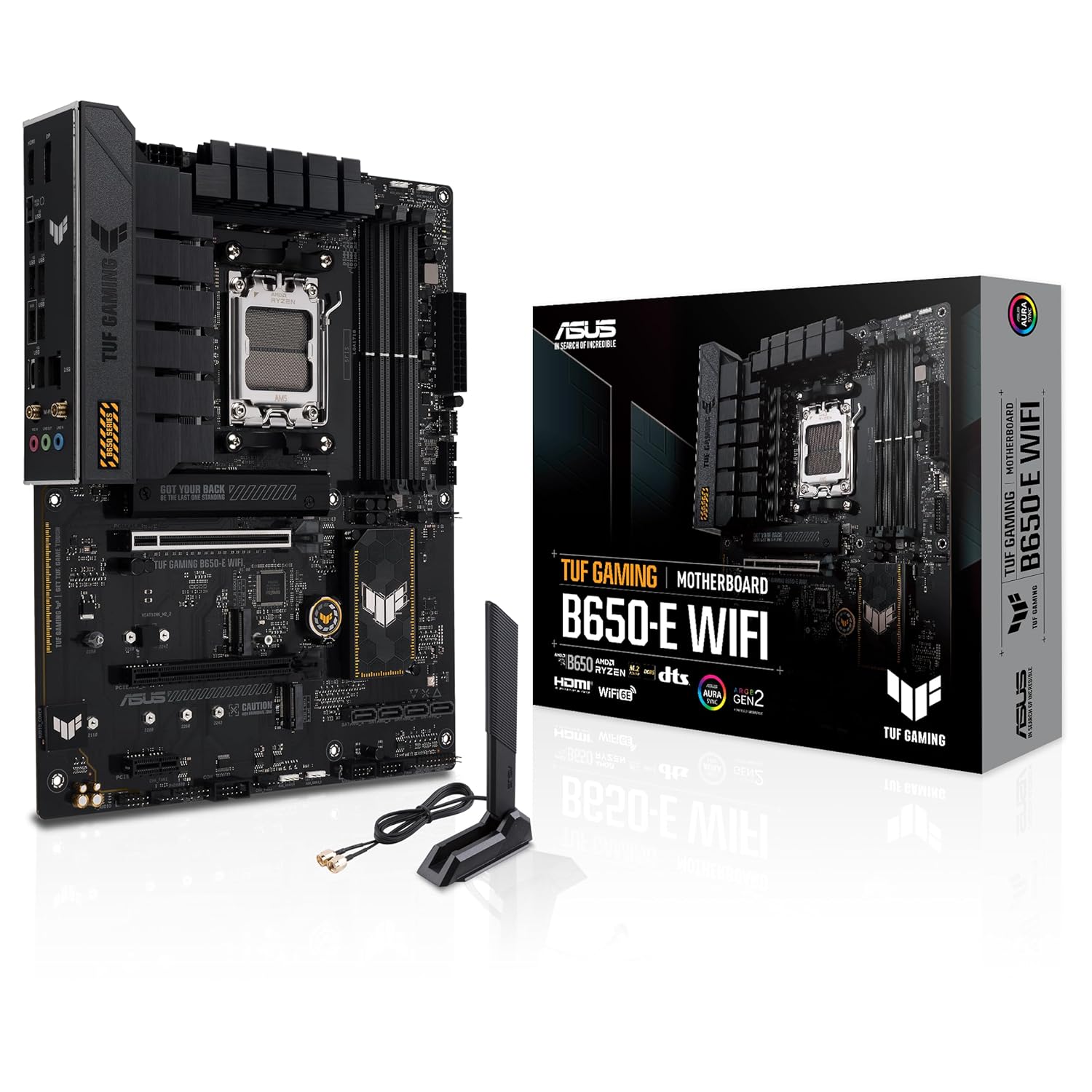 ASUS TUF Gaming B650-E WIFI AMD B650 AM5 DDR5 8000 DP HDMI 3x M2 USB3.2 WiFi 6E + BT AURA RGB 2.5Gbit LAN ATX TUF PROTECTION, Q-Design, Armoury Crate, Anakart