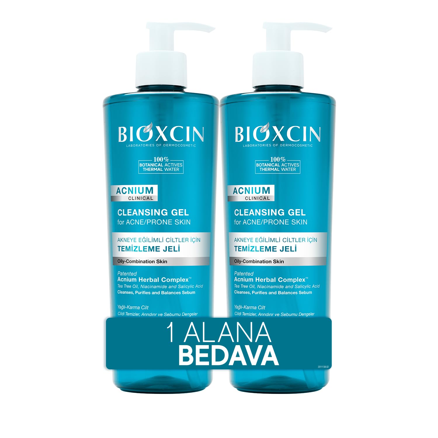 Bioxcin Acnium Sebum Dengeleyici Yüz Yıkama Jeli 500 ml 1 Alana 1 Hediye – Salisilik Asit, Çay Ağacı ve Niasinamid İçeren Yağlı ve Akneye Eğilimli Ciltler İçin Temizleyici
