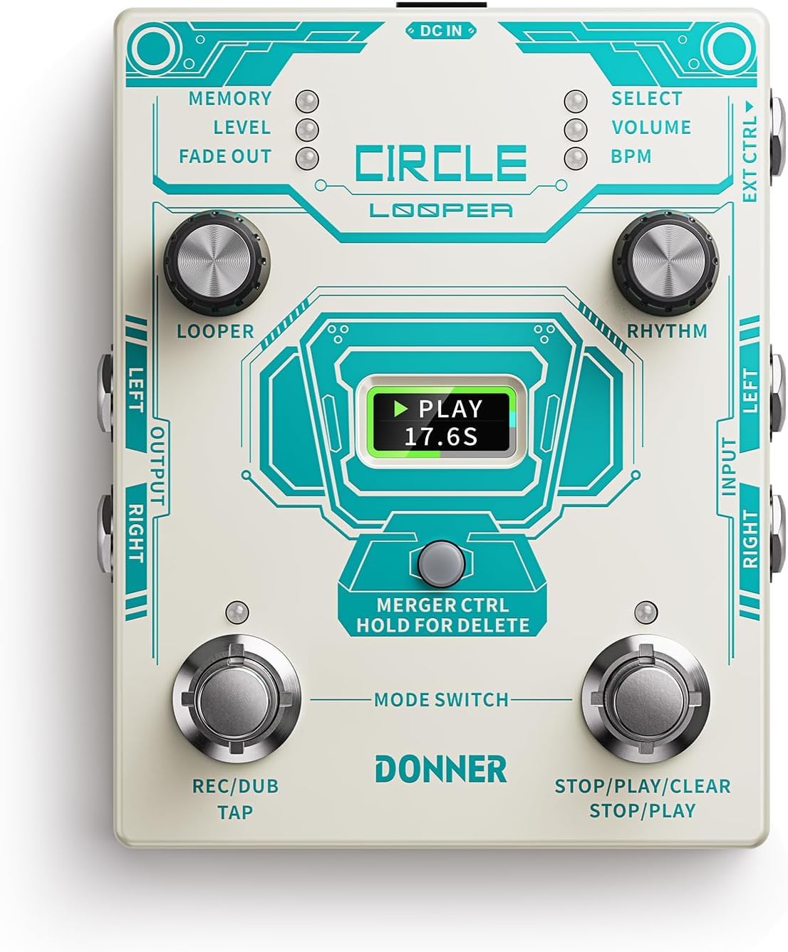 Donner Circle Looper Pedalı (Beyaz)