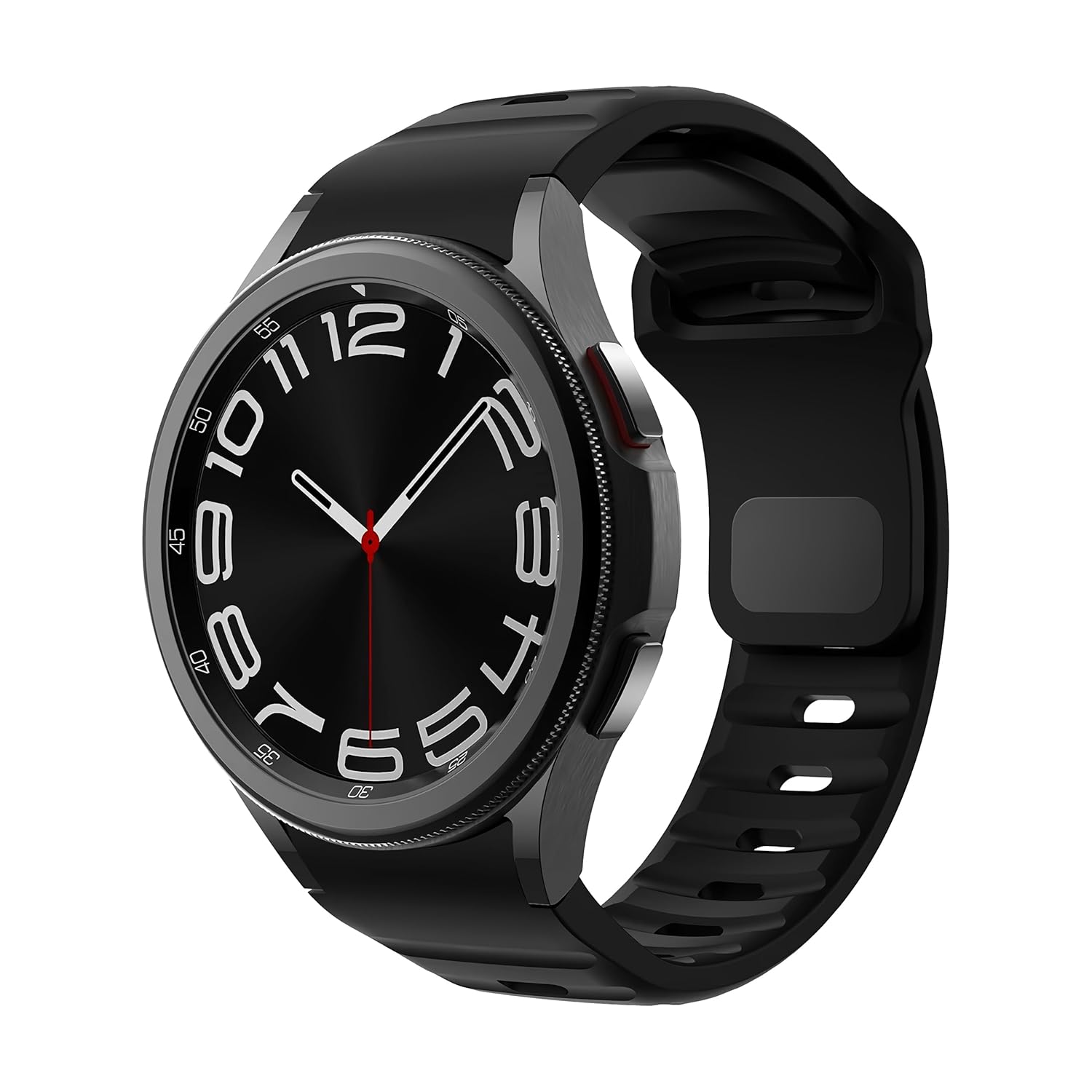 Teknoft Galaxy Watch için 7/6/5/4/FE Serisi (40mm/44mm), Watch 6/4 Classic (47mm/43mm/42mm) ve Watch 5 Pro (45mm) İçin Yumuşak ve Konforlu Boşluksuz Rugged 20mm Silikon Kordon (Siyah)