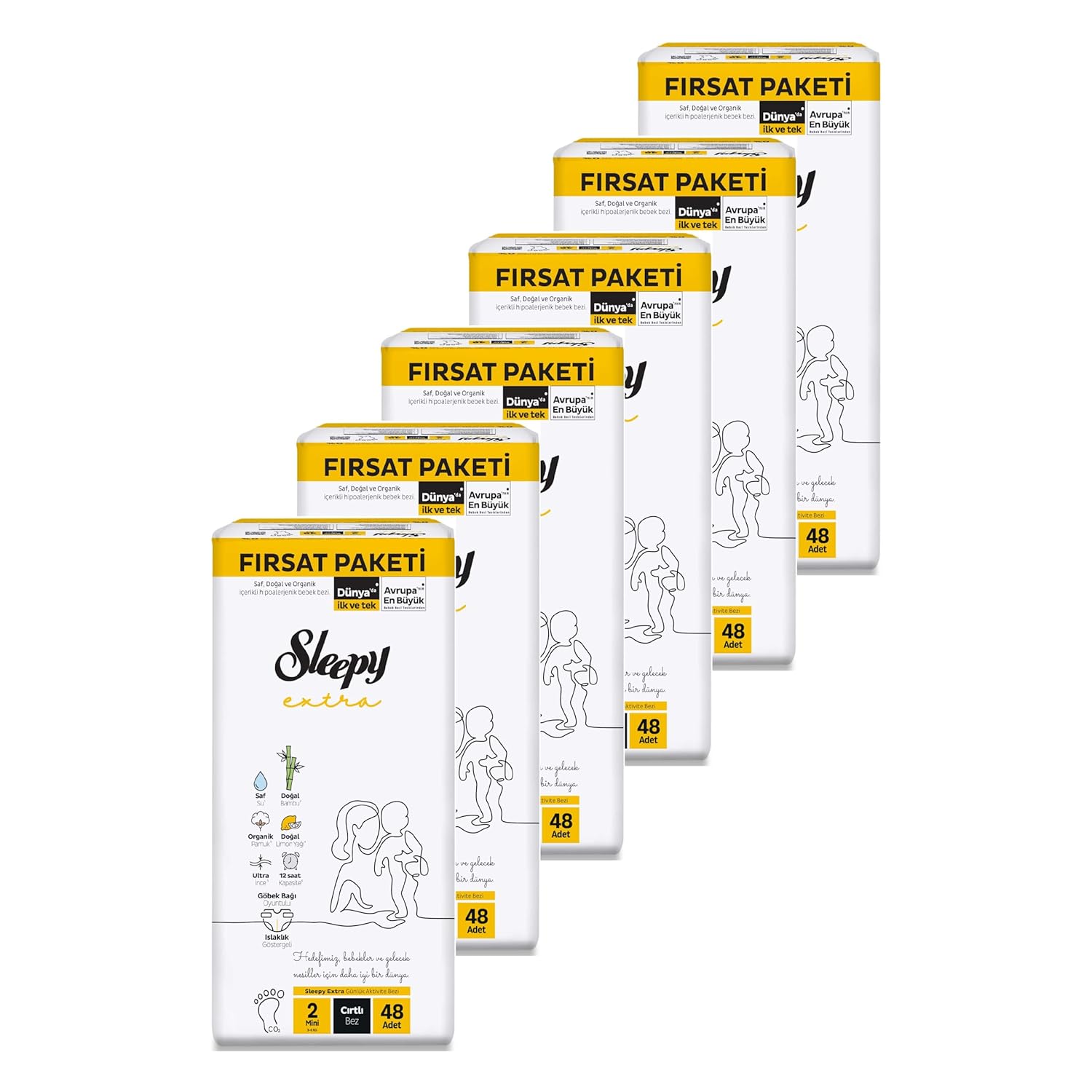 Sleepy Extra Günlük Aktivite Fırsat Paketi Bebek Bezi 2 Numara Mini 288 Adet