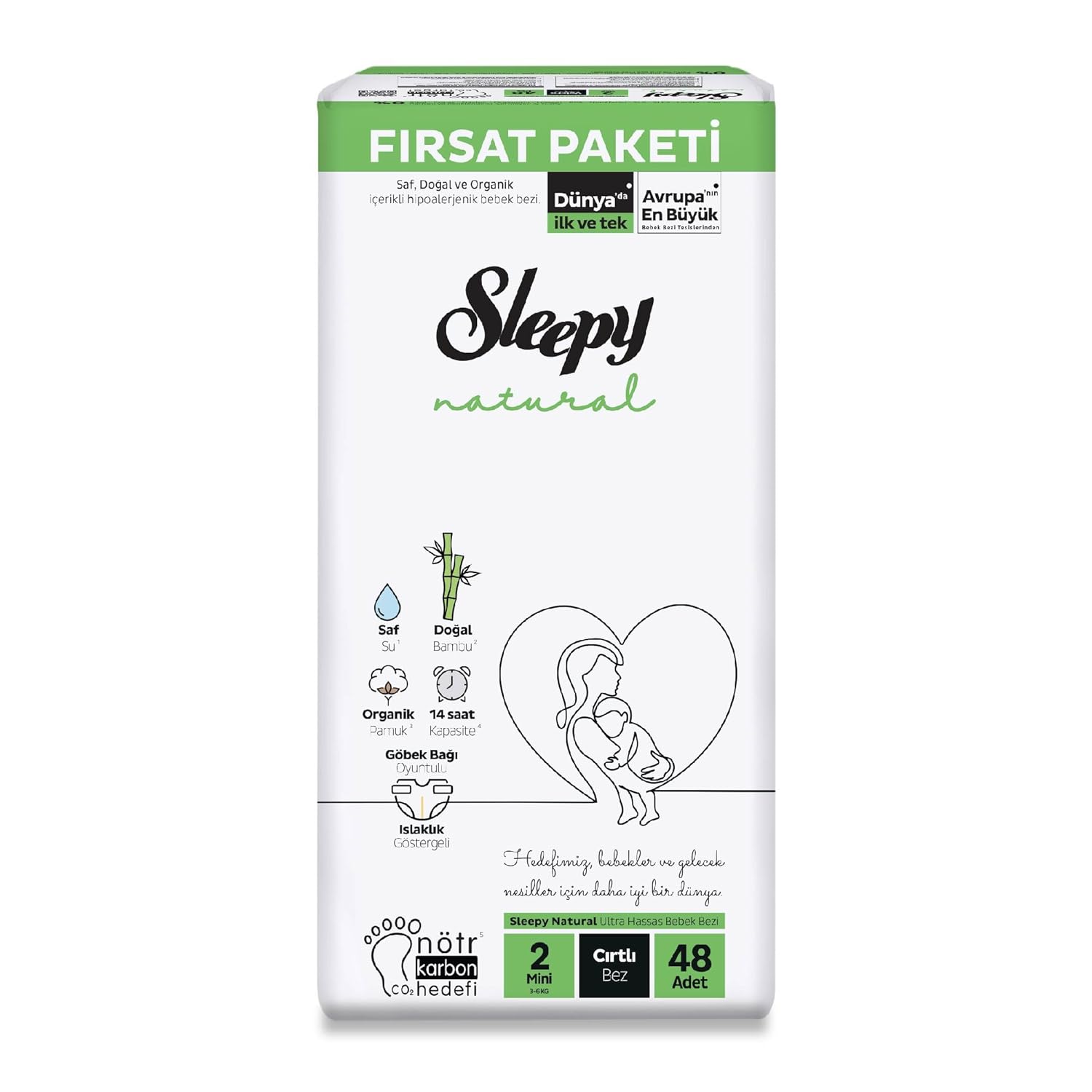 Sleepy Natural Fırsat Paketi Bebek Bezi 2 Numara Mini 48 Adet