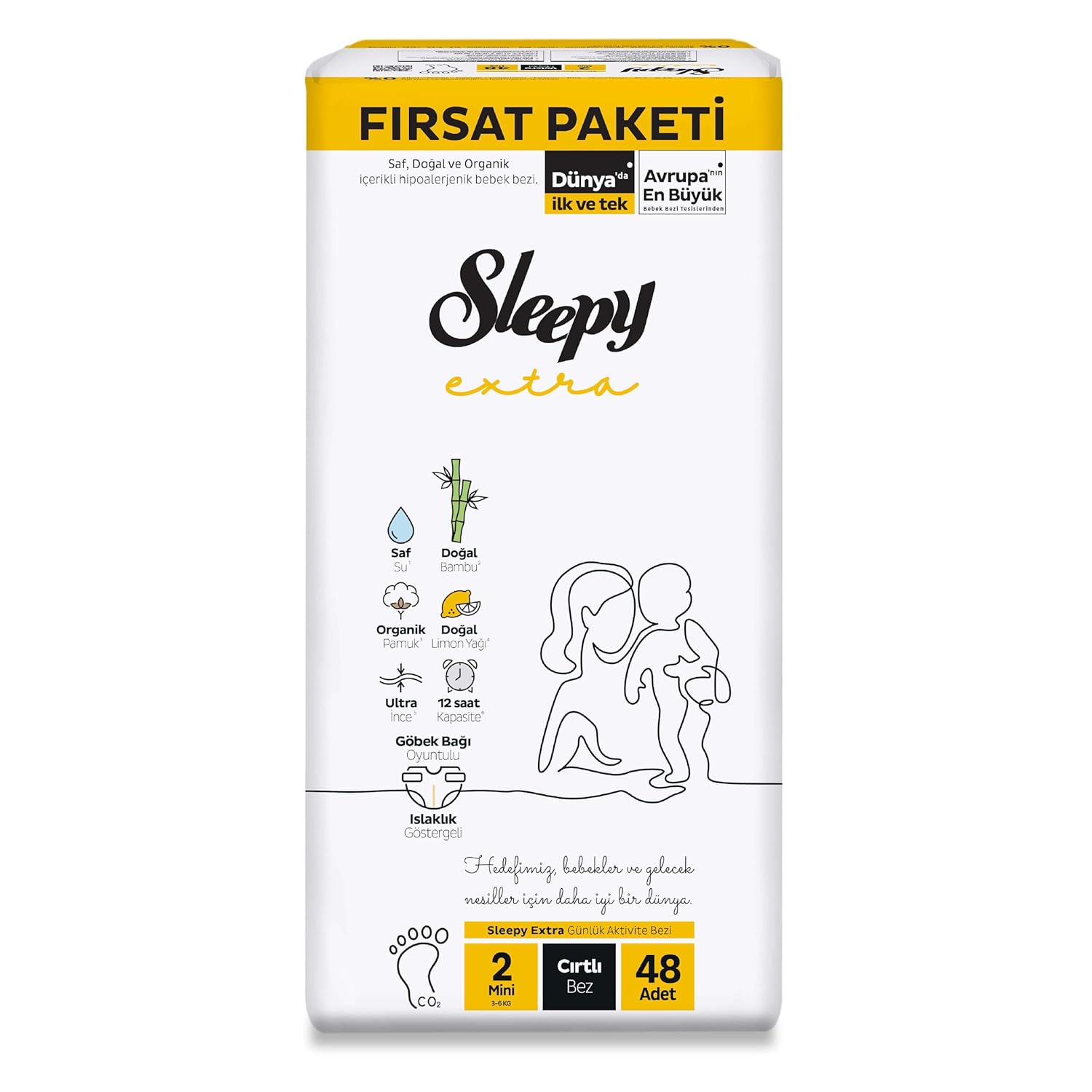 Sleepy Extra Günlük Aktivite Fırsat Paketi Bebek Bezi 2 Numara Mini 48 Adet