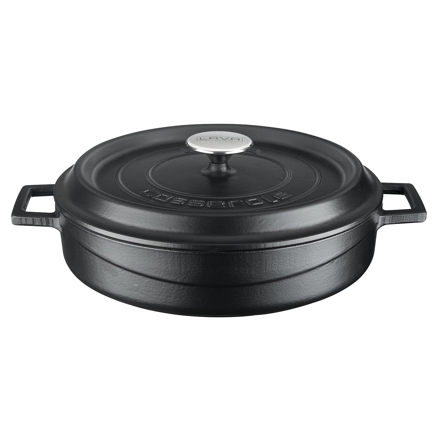 Lava Döküm Çok Amaçlı Yayvan Tencere Döküm Demir Yekpare Kulplu Edition Serisi Çap(Ø)28cm. Siyah