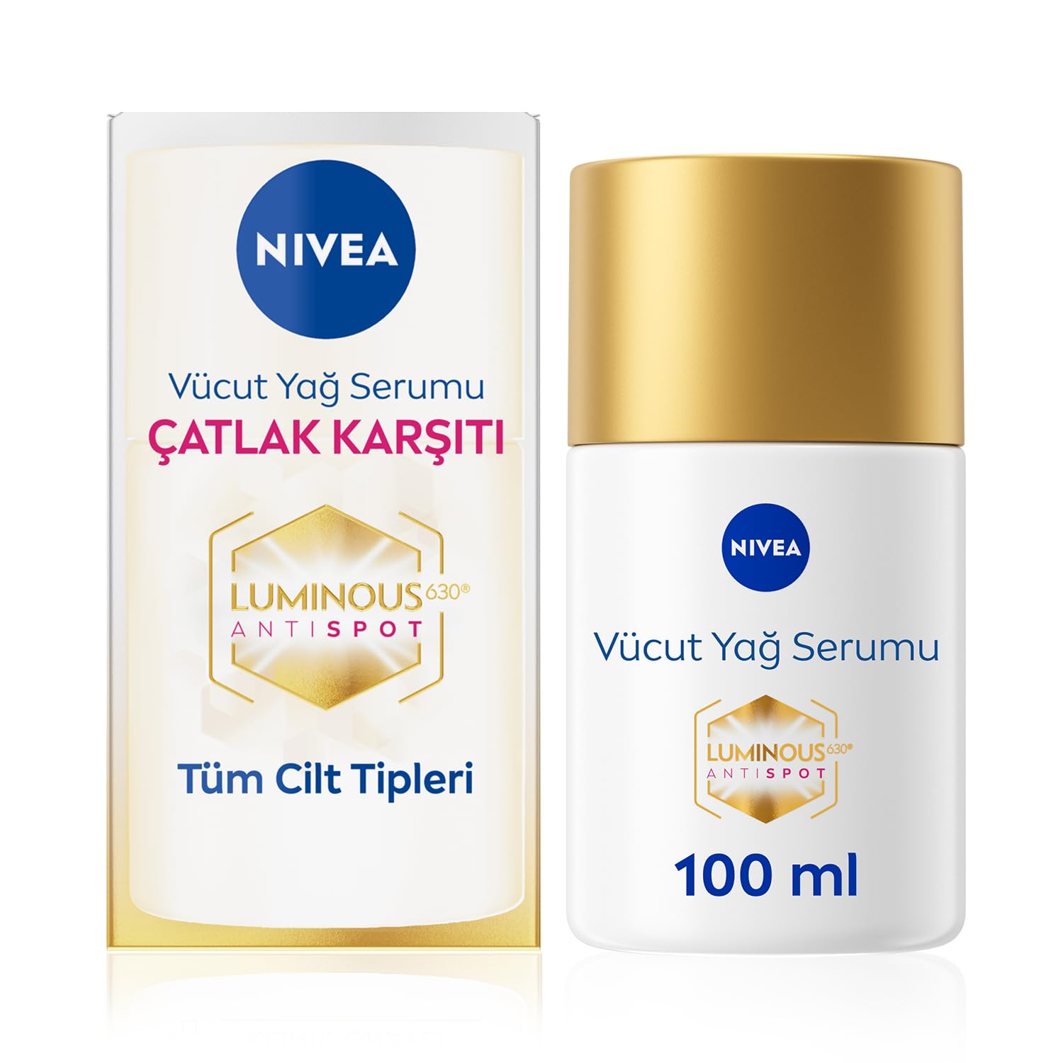 NIVEA Luminous630 Çatlak Karşıtı Vücut Yağ Serumu 100ml, Cilt Tonu Eşitleyici, 48 Saat Nemlendirici, Pürüzsüz Cilt Hissi