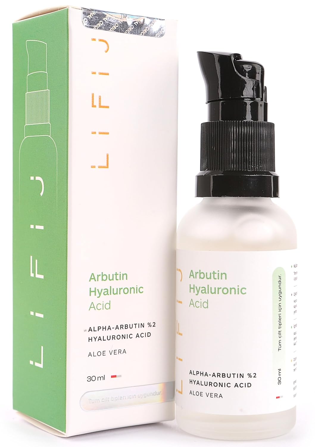 Lifij ARBUTİN HYALURONIC ASİT, Cilt Tonu Eşitlenmiş, Daha Parlak, Daha Canlı ve Çok Daha Nemli Bir Cilt (30ml)