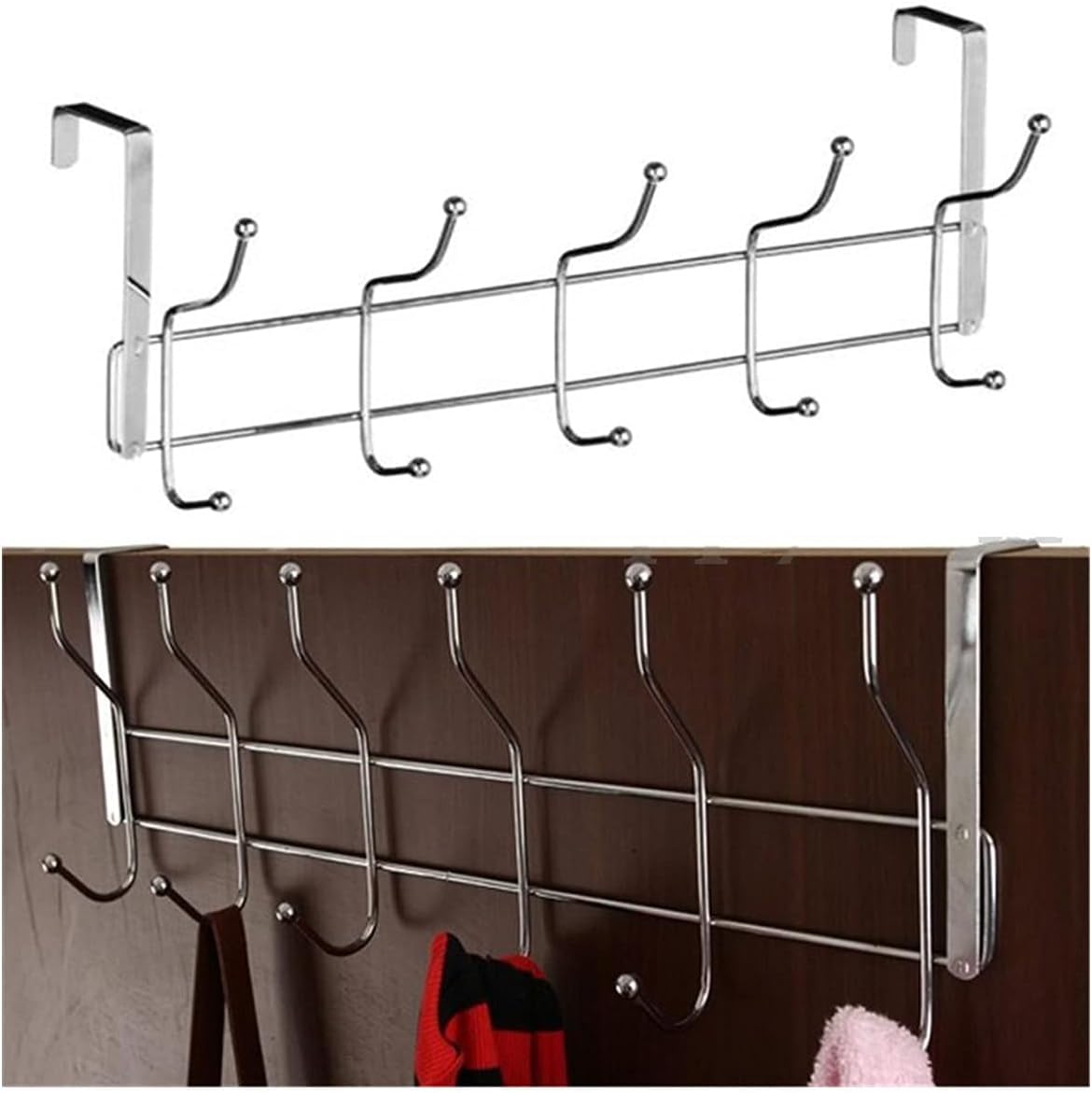 Orret Home 12'Li Kapı Arkası Metal Askı,Amerikan Kapı Arkası Askılık,Banyo,Mutfak,Yatak Odası İçin Kapı Arkasına Takılan Krom Askı (1)