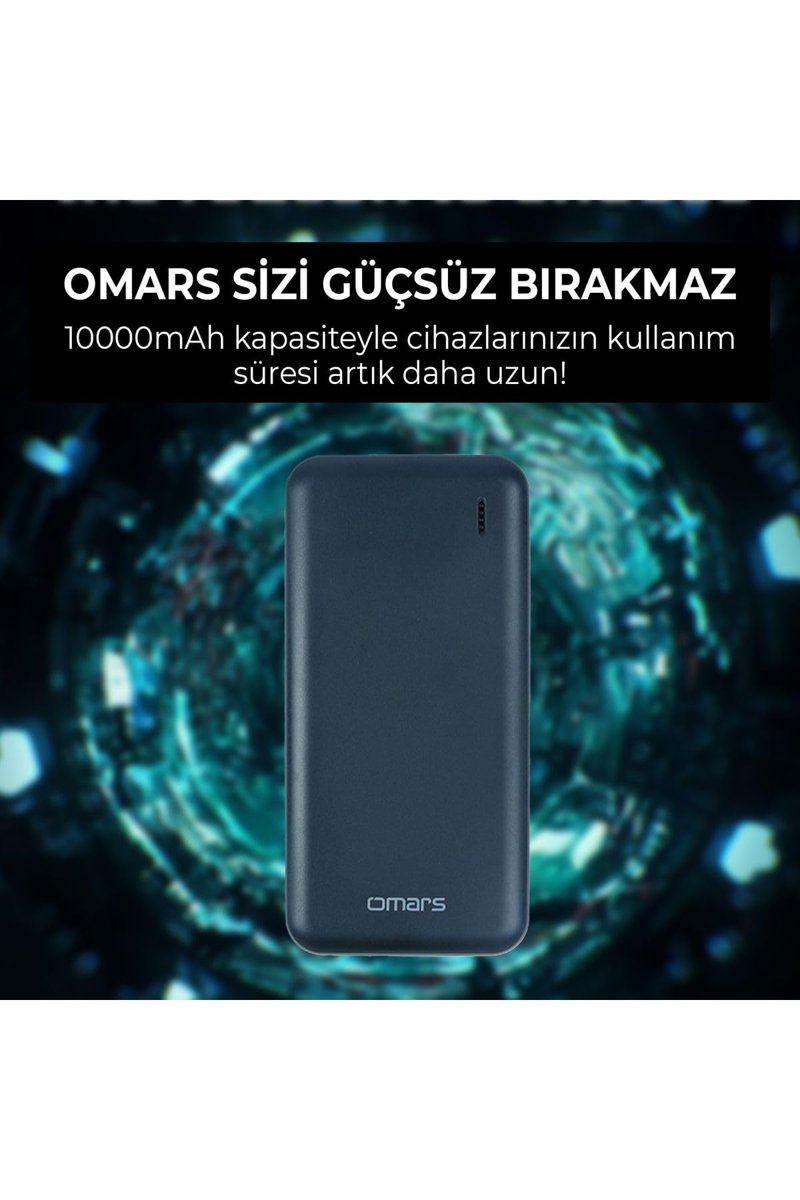 Omars 10000mAh 3 Portlu Çift USB-A & Type-C PD20W Hızlı Şarj Powerbank
