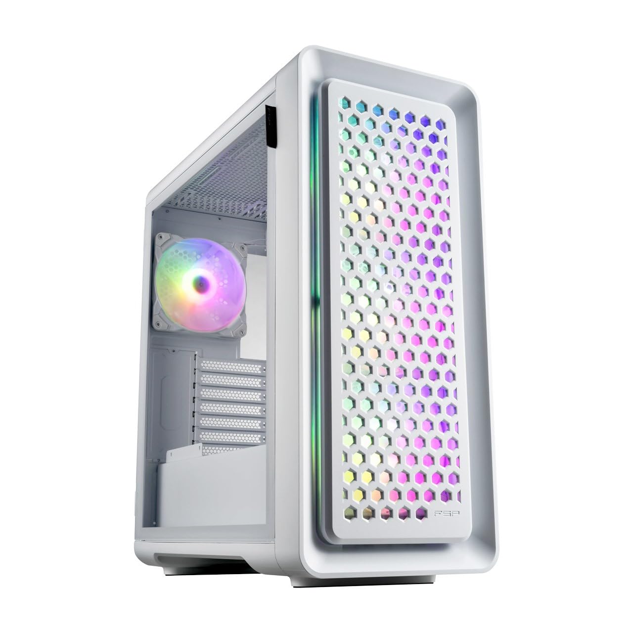 FSP CUT593 Series Full Tower Computer Case Dual Tempered Glass Side Panel 140MM ARGB Fan X4 (CUT593P, Black)