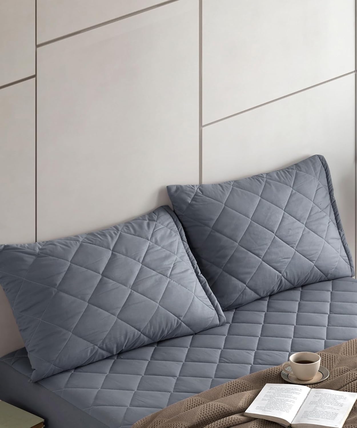 Formeya %100 Pamuk Kapitone Yastık Koruyucu Kılıf 2 Adet 50 x 70 (Gri)