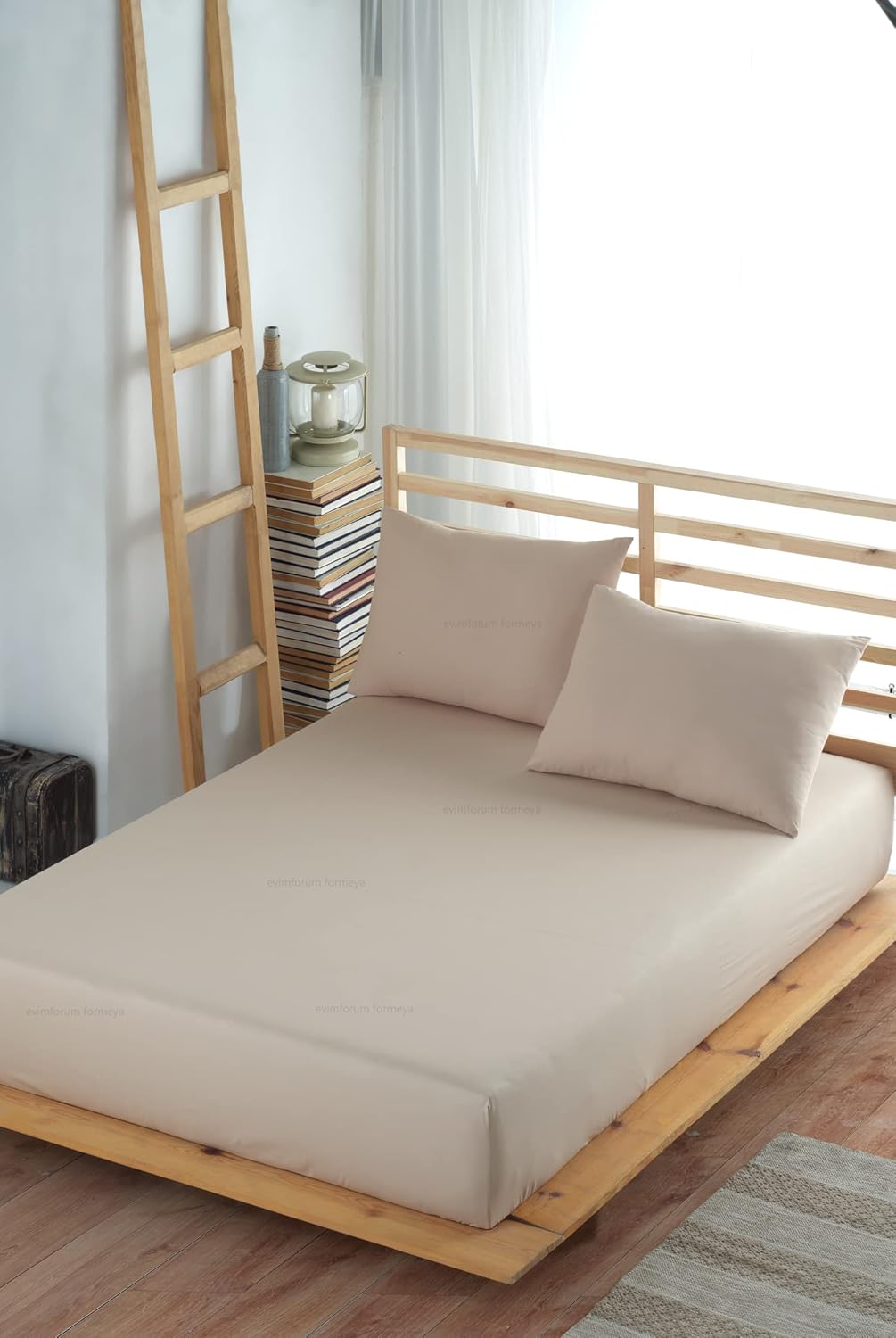 Formeya Adelya Gri Lastikli Çarşaf Takımı (YASTIK KILIFLI) Tek Kişilik Veya Çift Kişilik (Kahverengi, 160 x 200)