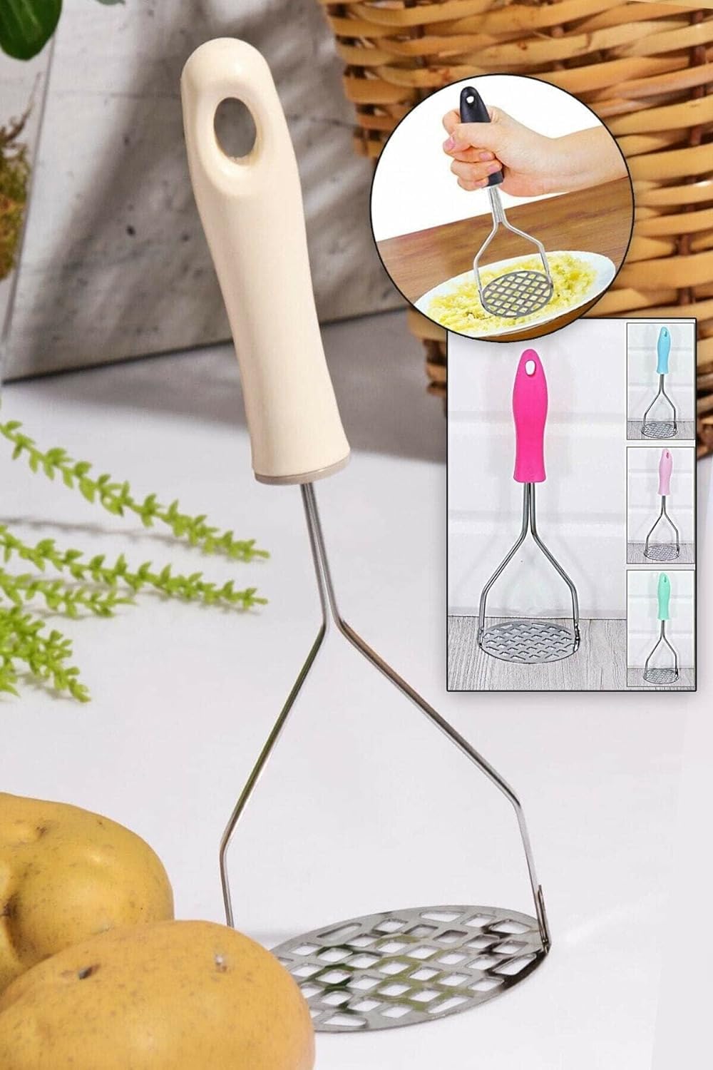 Orret Home Metal Saplı Paslanmaz Çelik Patates Ezici (Plastik Saplı)