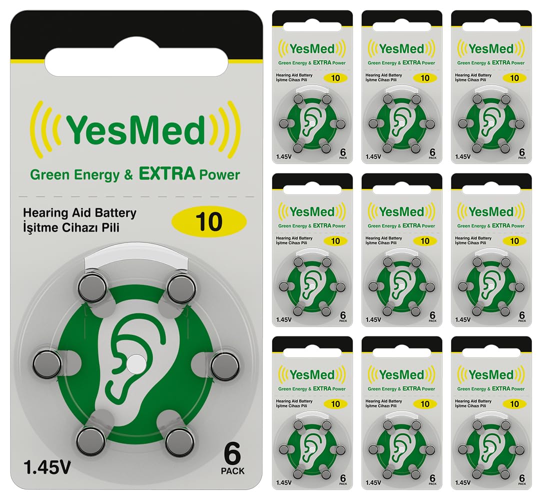 YesMed Extra Power 10 Numara İşitme Cihazı Pili (10 Paket x 6 Adet = 60 Adet Pil)