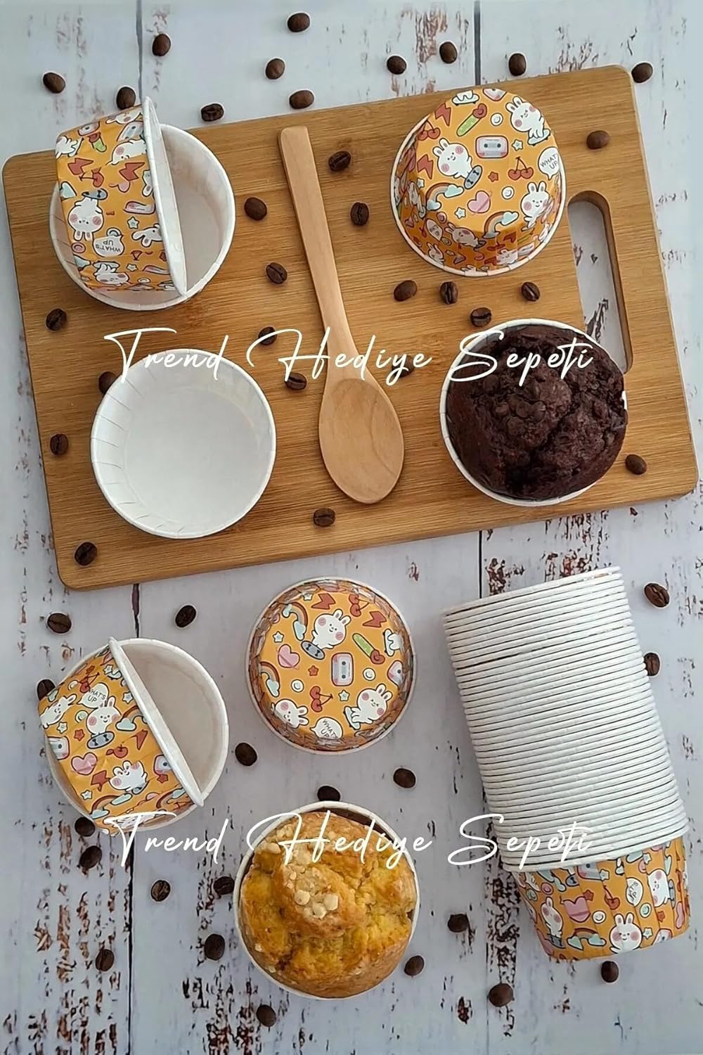 Cupcake Muffin Kalıbı, Jumbo Kek Kapsülü Büyük Boy XL Tavşan Desenli 50'li