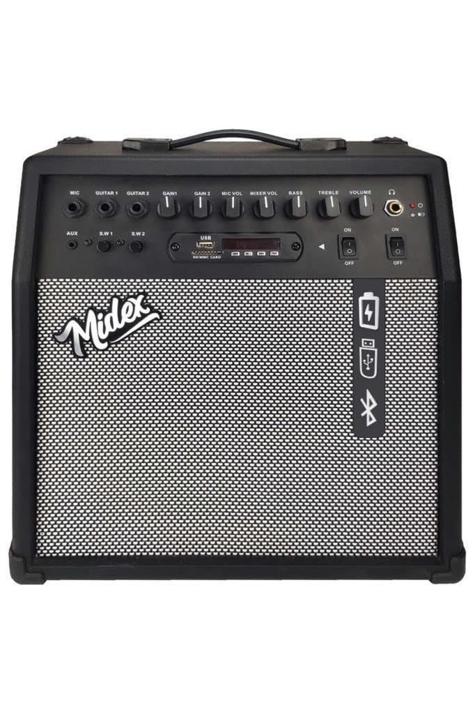 Midex MGA-50USB-BT Elektro Gitar Amfisi 50 Watt USB Bluetooth Şarjlı 4 girişli