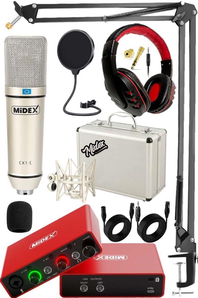 Midex Central-RD Pack-3 Stüdyo Kayıt Ekipmanları GLX-700RD Ses Kartı CX1 Stüdyo Mikrofon
