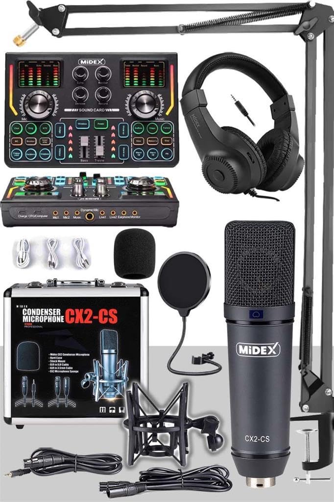 Midex Stüdyo Ekipmanları Private Paket-3 CX2 Mikrofon VS15 Ses Kartı Stüdyo Kayıt Seti