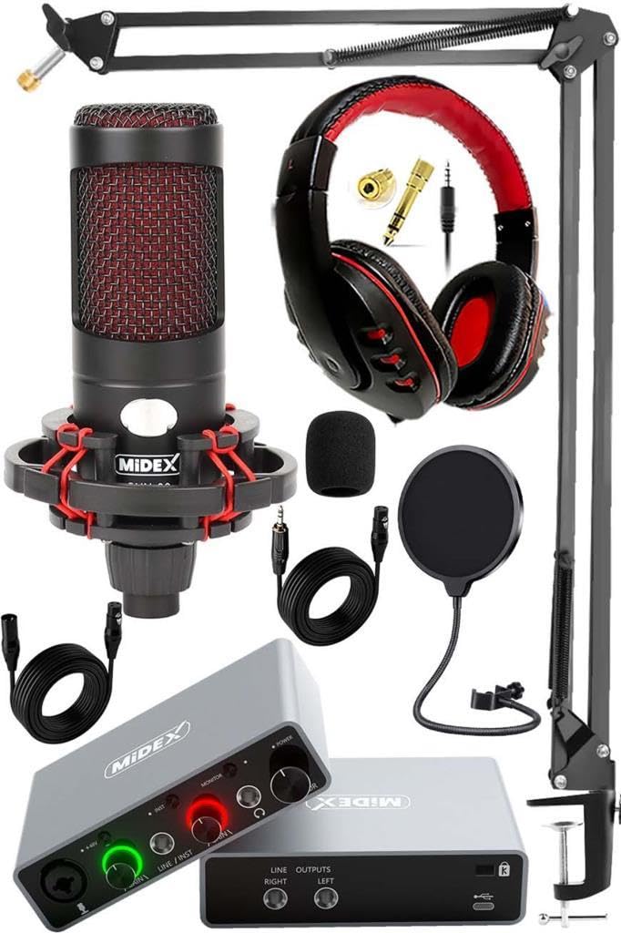 Midex Central-GR Pack-2 Stüdyo Kayıt Ekipmanları GLX-700GR Ses Kartı CXN-30 Stüdyo Mikrofon