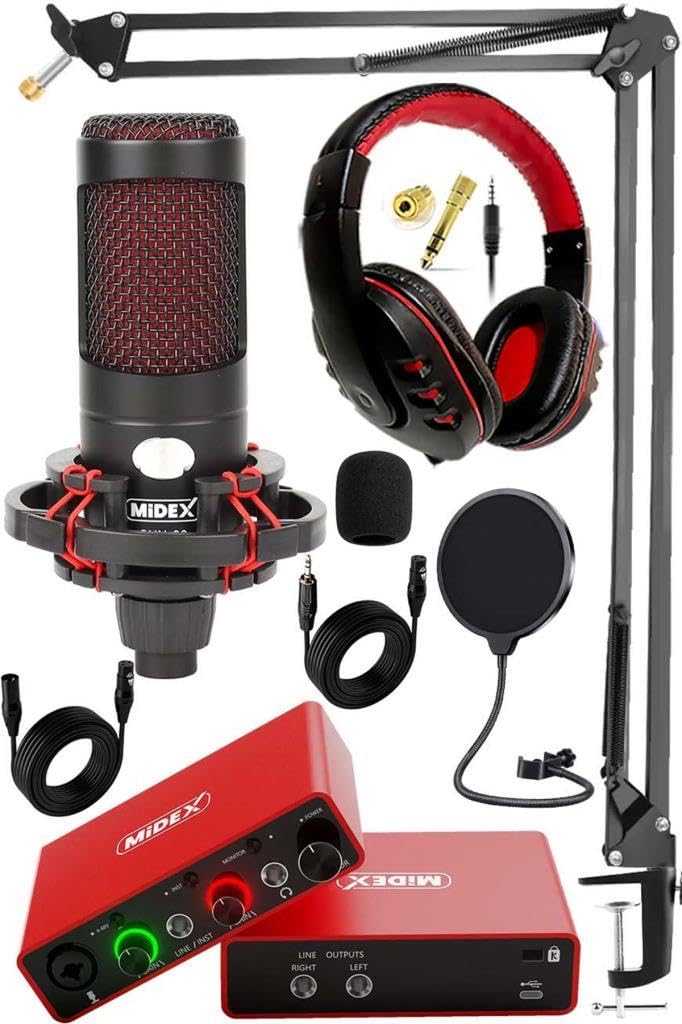 Midex Central-RD Pack-2 Stüdyo Kayıt Ekipmanları GLX-700RD Ses Kartı CXN-30 Stüdyo Mikrofon