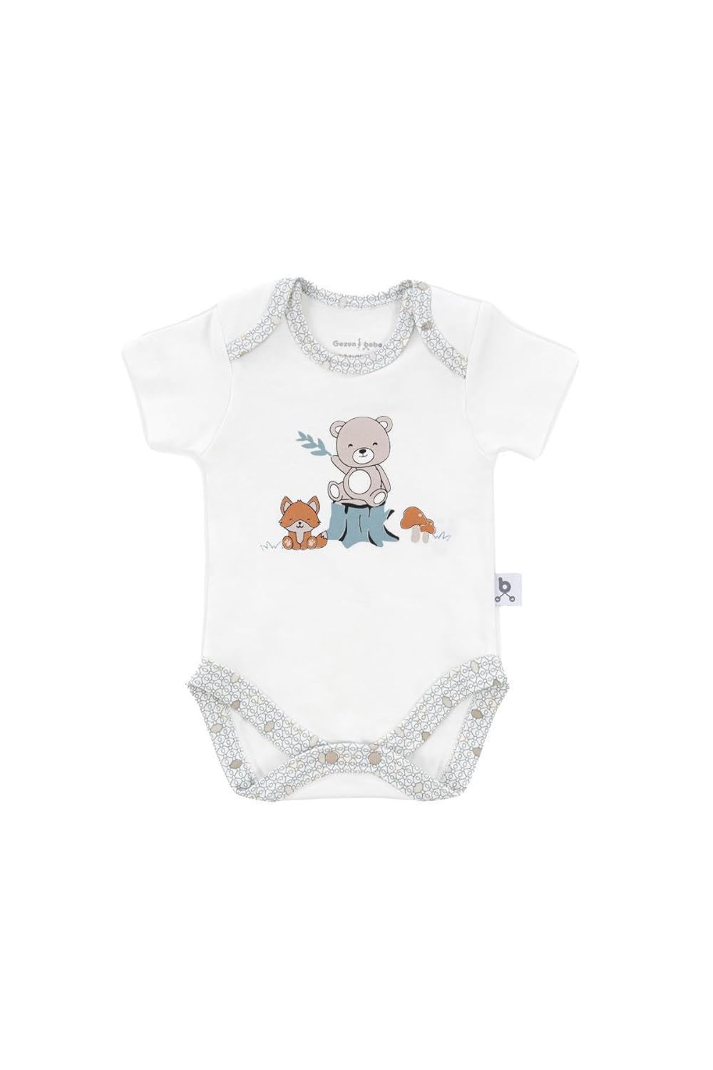 Gezenbebe Hero Bebekler İçin Kısa Kol Body Teddy (Organik) 3-6 Ay