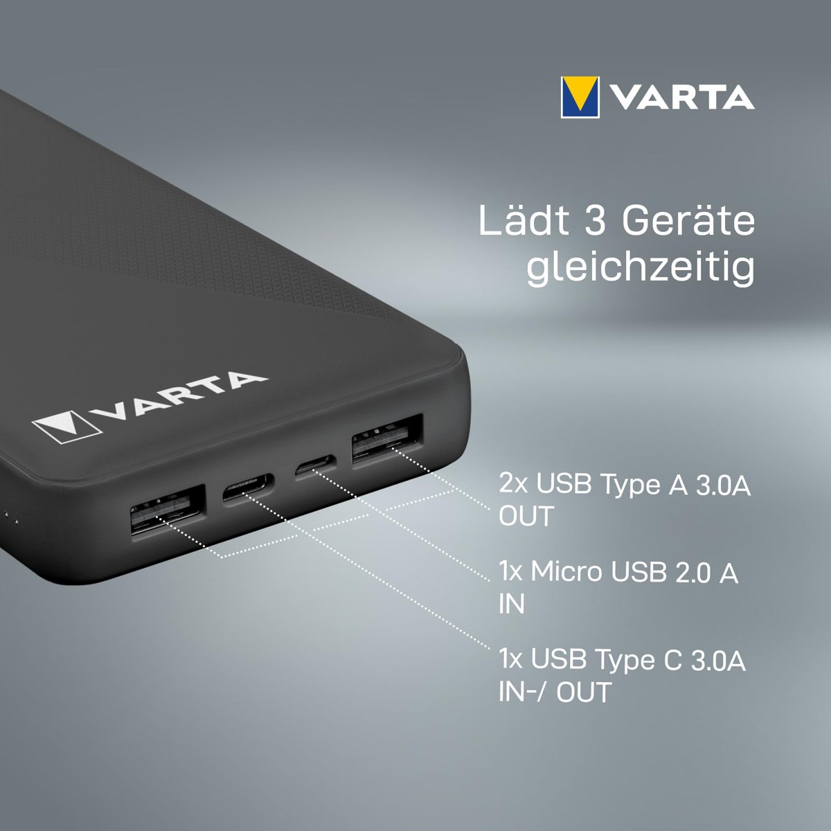 VARTA Power on Demand Power Bank 20.000 mAh