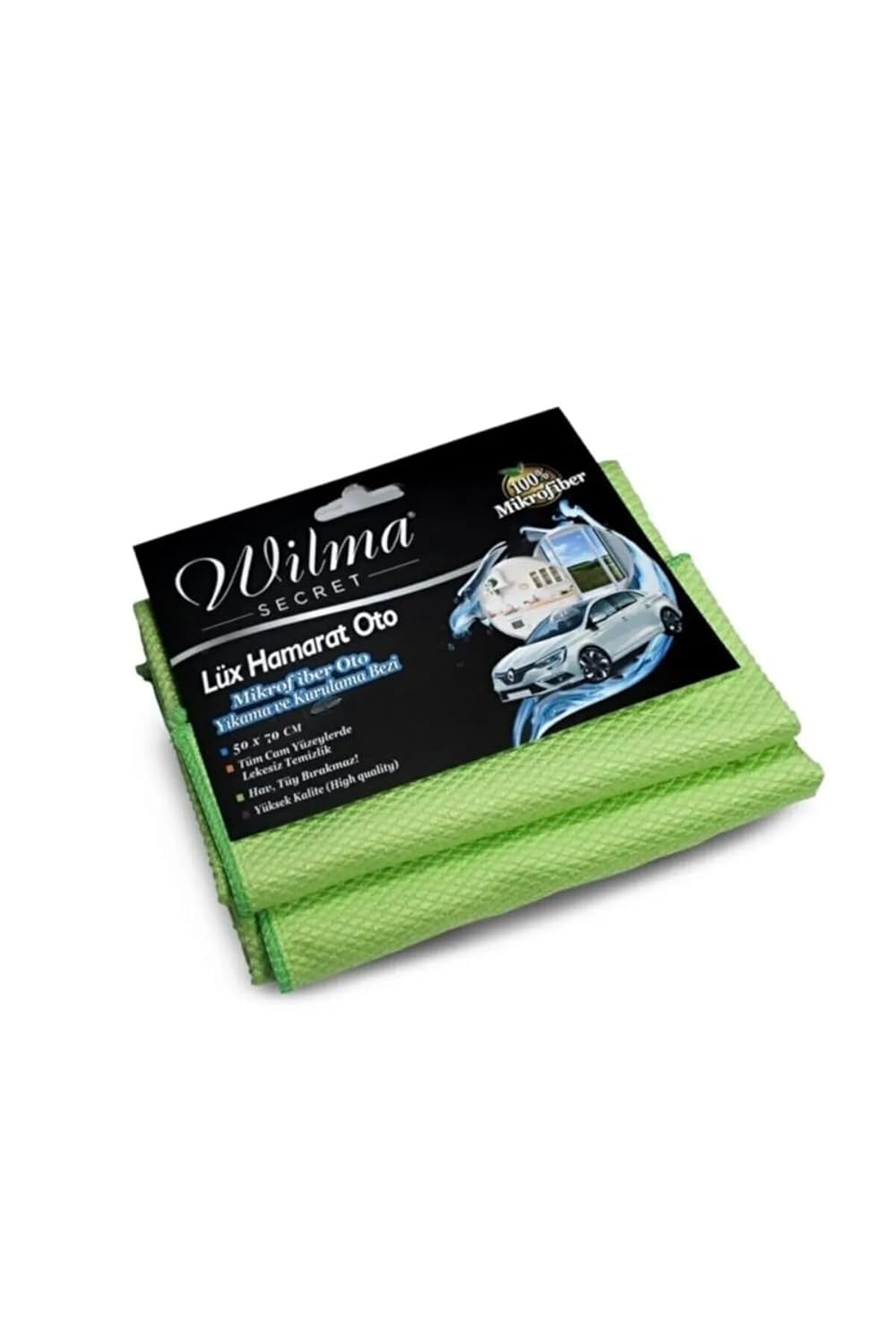 Wilma Secret Lüx Hamarat Büyük Boy 50x70 cm Mavi 2 Adet - Profesyonel Yüksek Kalite Oto Yıkama ve Kurulama Bezi Cam Bezi (Yeşil)