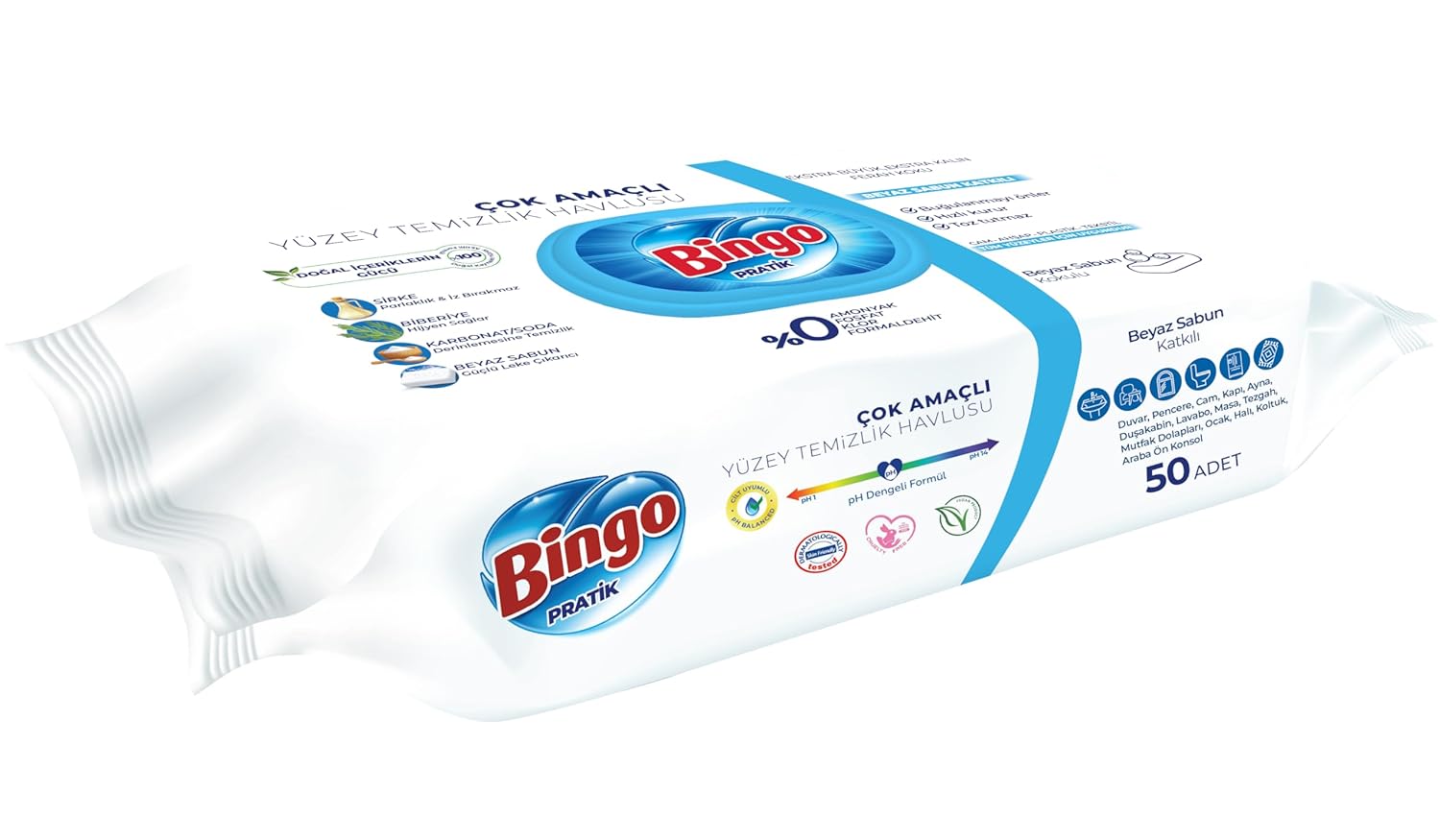Bingo Yüzey Havlusu Beyaz Sabun 50'li