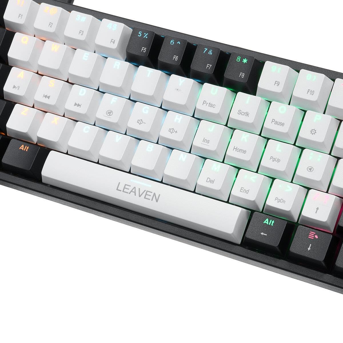 Valkyrie Leaven K620 Blue Switch Mekanik Gaming Oyun Klavyesi RGB 61 Key Mavi Tuş Type-C Klavye Siyah-Beyaz