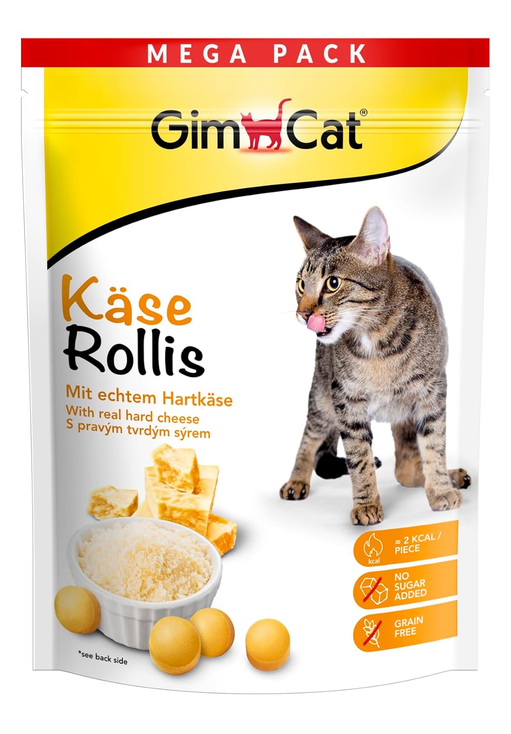 GimCat Peynir rulosu, tahılsız ve vitamin zengini kedi atıştırmalığı, gerçek sert peynirli, 1 torba (1 x 425 g)