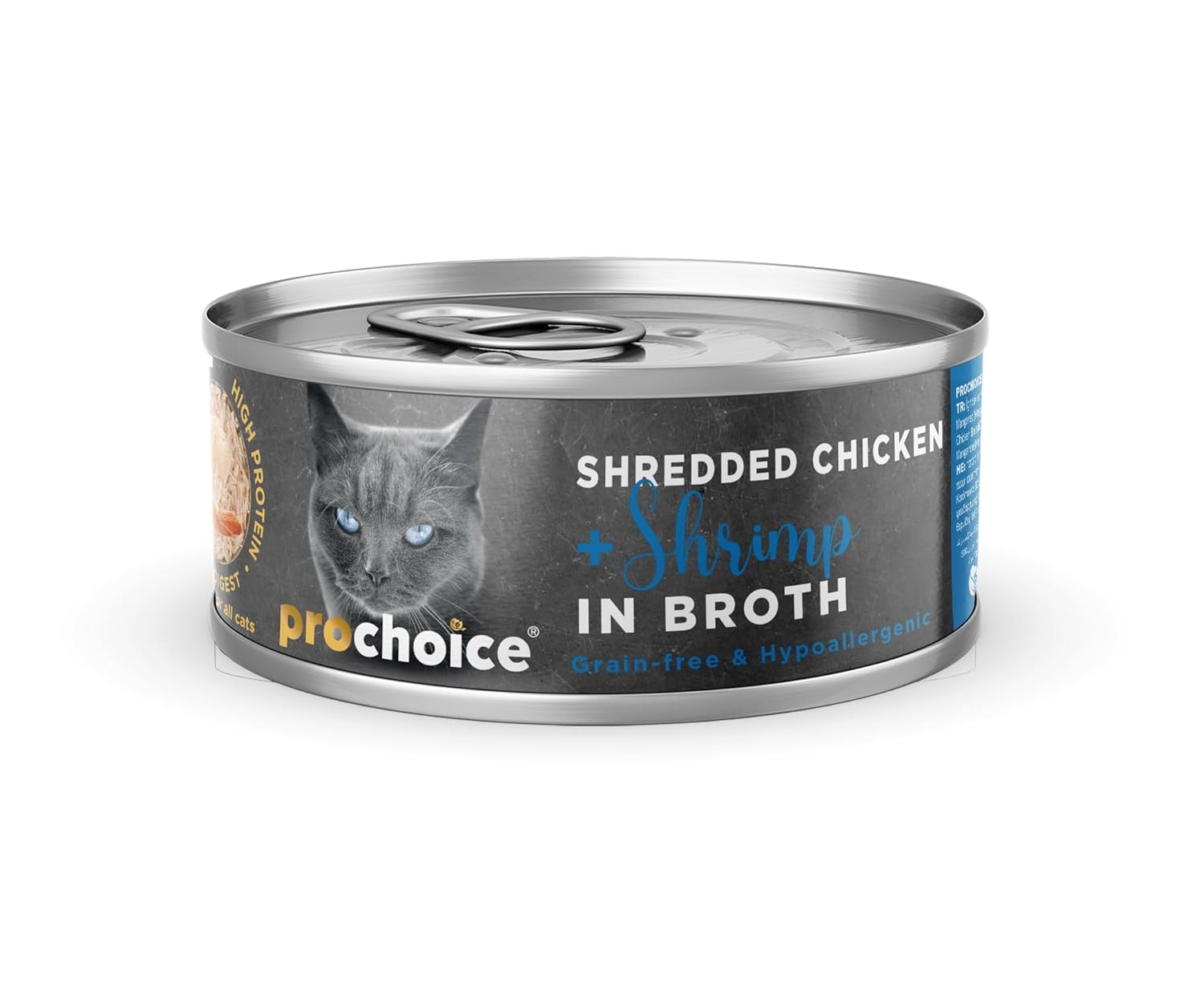 Prochoice Deluxe Shredded, Tahılsız, Hipoalerjenik, Tiftiklenmiş Tavuk Eti ve Karidesli Yaş Kedi Maması, 70 gr x 12 adet