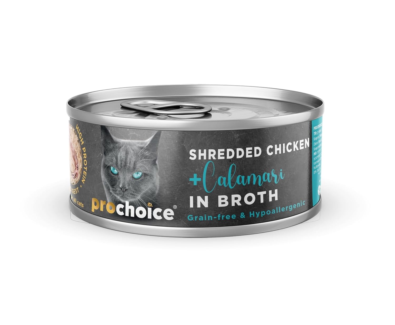 Prochoice Deluxe Shredded, Tahılsız, Hipoalerjenik, Tiftiklenmiş Tavuk Eti ve Kalamarlı Yaş Kedi Maması, 70 gr x 12 adet