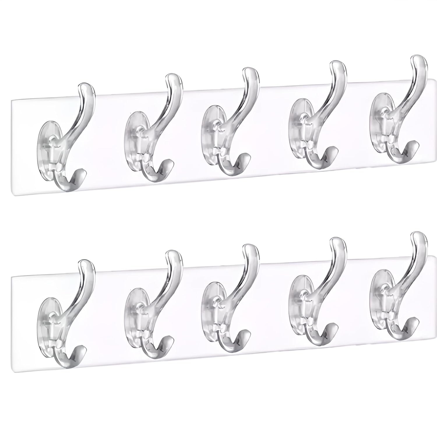 AEE® 2 Adet Şeffaf Duvar Askısı 5'li Iz Bırakmayan Güçlü Yapışkanlı Askı Kapı Arkası Banyo Mutfak Düzenleyici Kanca Askılık