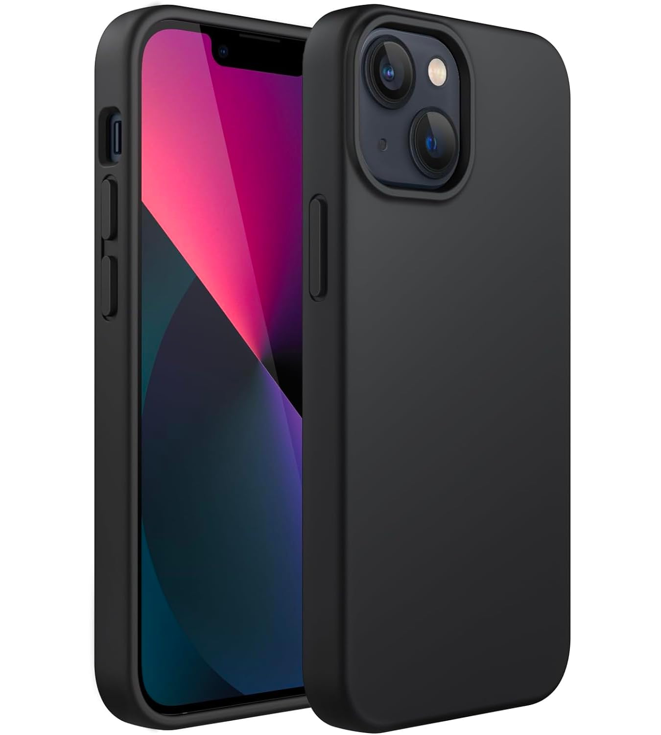 Merwish Apple iPhone 15 Plus Uyumlu Özel İpeksi Dokunuş Hissi Veren İçi Yumuşak Kadife Lansman Silikon Kılıf Kapak (Siyah)