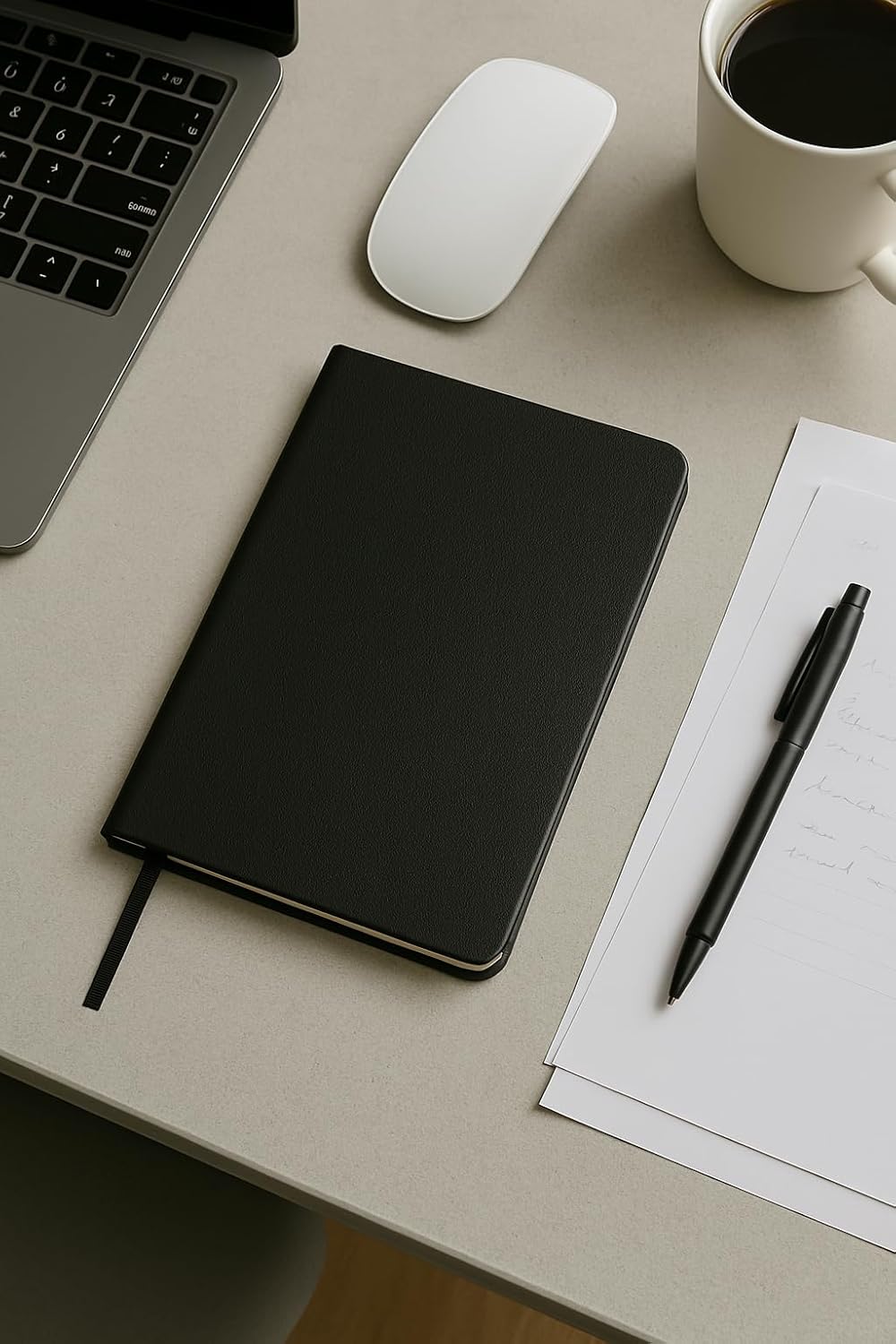 Fark Tanıtım Defter, Çizgisiz Not Defteri, Siyah Termo Deri Kapaklı Çizgisiz Not Defter, 128 Yaprak A5 Planlama Not Defteri, Ofis ve Kırtasiye, Plan, Notebook (14cm x 21 cm)