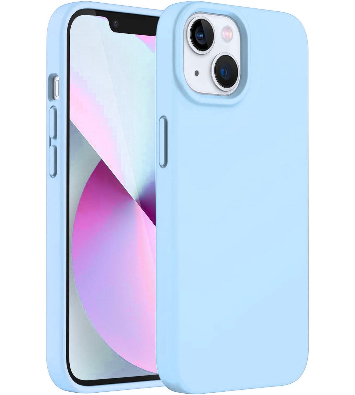 Merwish Apple iPhone 14 Plus Uyumlu Özel İpeksi Dokunuş Hissi Veren İçi Yumuşak Kadife Lansman Silikon Kılıf Kapak (Bebe Mavi)