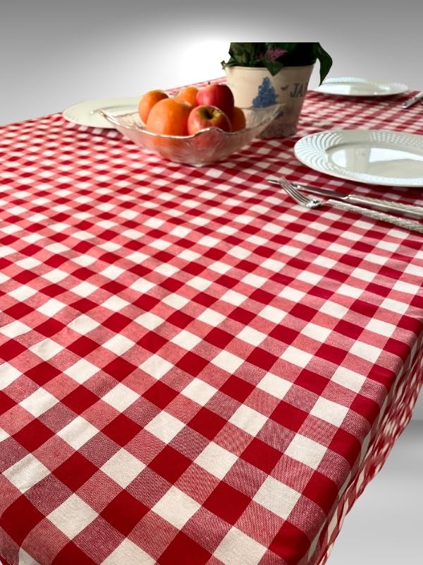 Enoteks 160x170 Cm Kırmızı Büyük Kare Desen Pötikareli Masa Örtüsü, Sofra Bezi, Piknik Örtüsü