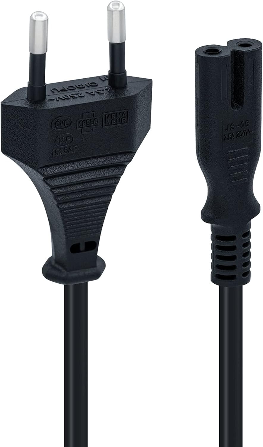 Wellhise PS5/ PS4/ PS3 / XBox Series S-X Uyumlu 2 Pinli 1.5 Metre Güç Kablosu Teyp Fişi, Radyo Fişi, Led TV Elektrik Fişi 2Pin Güç Kablosu