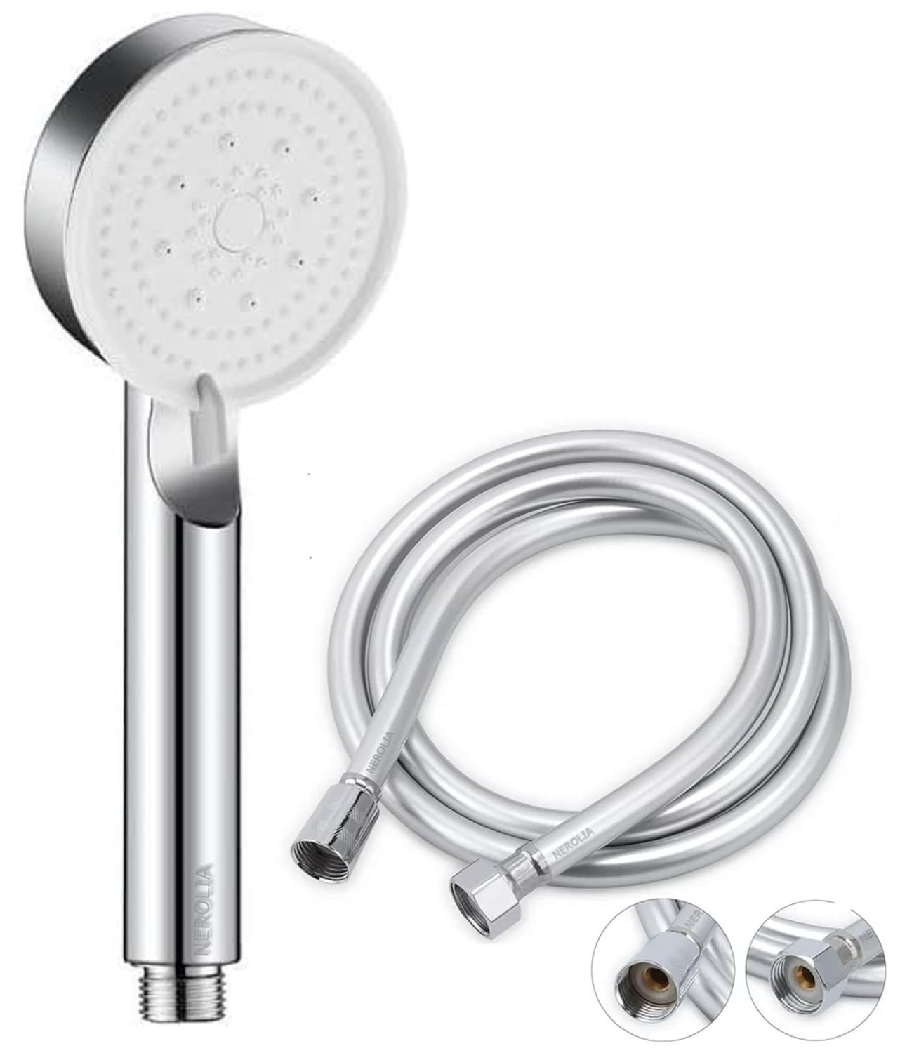 NEROLIA Turbo Yüksek Basınçlı Duş Seti - Su Tasarruflu Masaj Başlığı ve PVC Banyo Hortumu ile (Renk Asortidir)