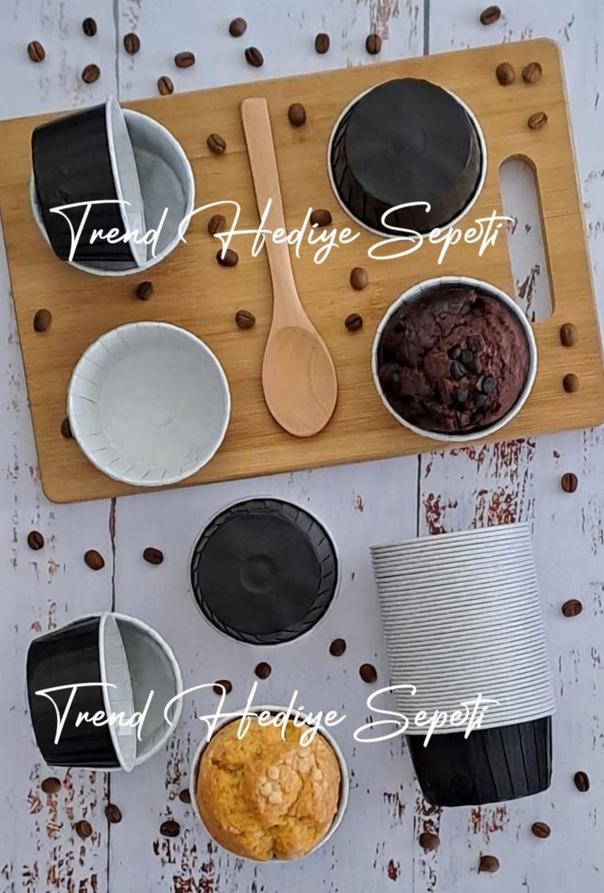 Trend Hediye Sepeti 50'li Büyük Boy XL Siyah Muffin Kek Kalıbı Cupcake Kapsülü Jumbo Kek Kapsülü , Airfryer Uyumlu
