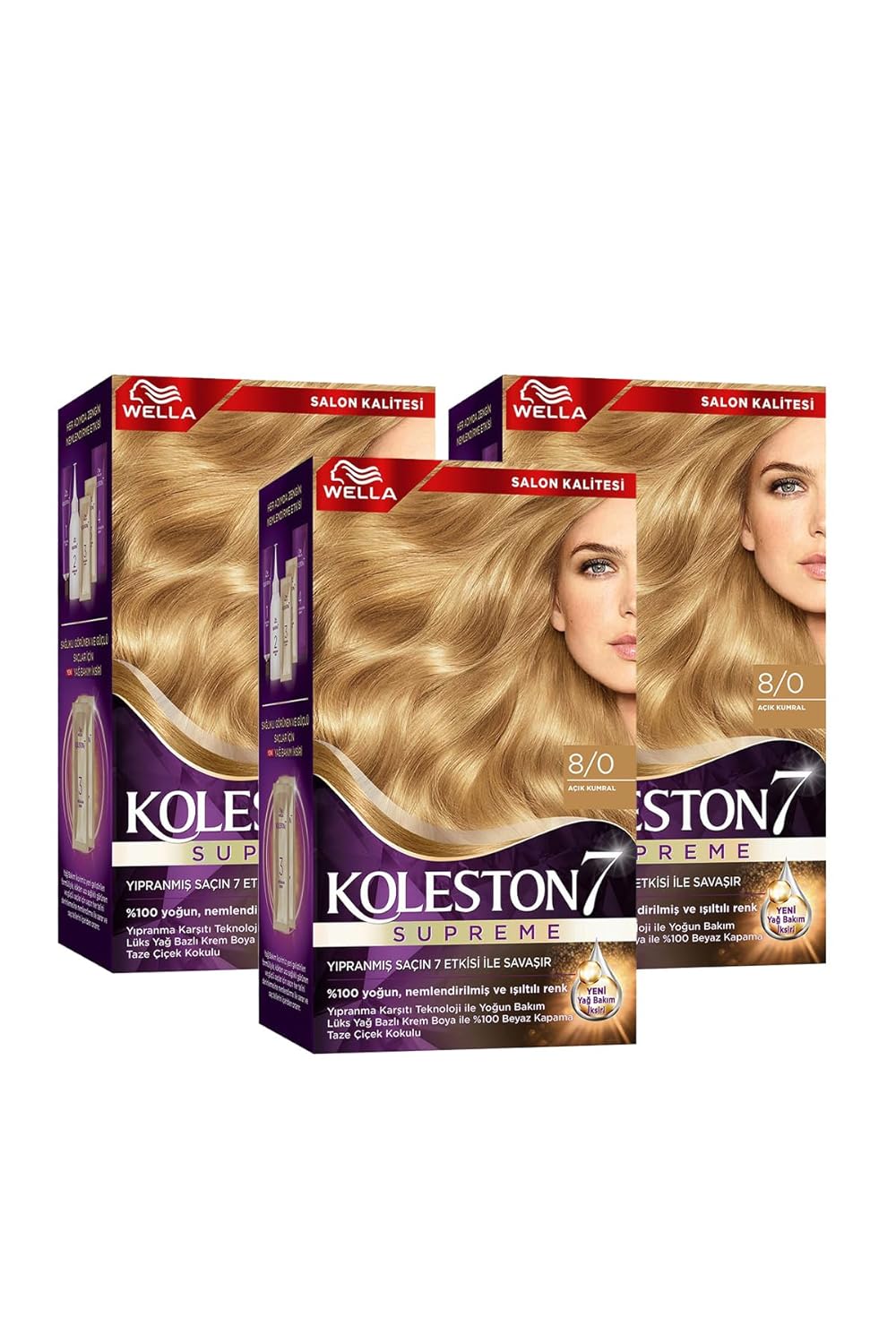 Wella Koleston Supreme Saç Boyası 8/0 Açık Kumral x3'lü Set