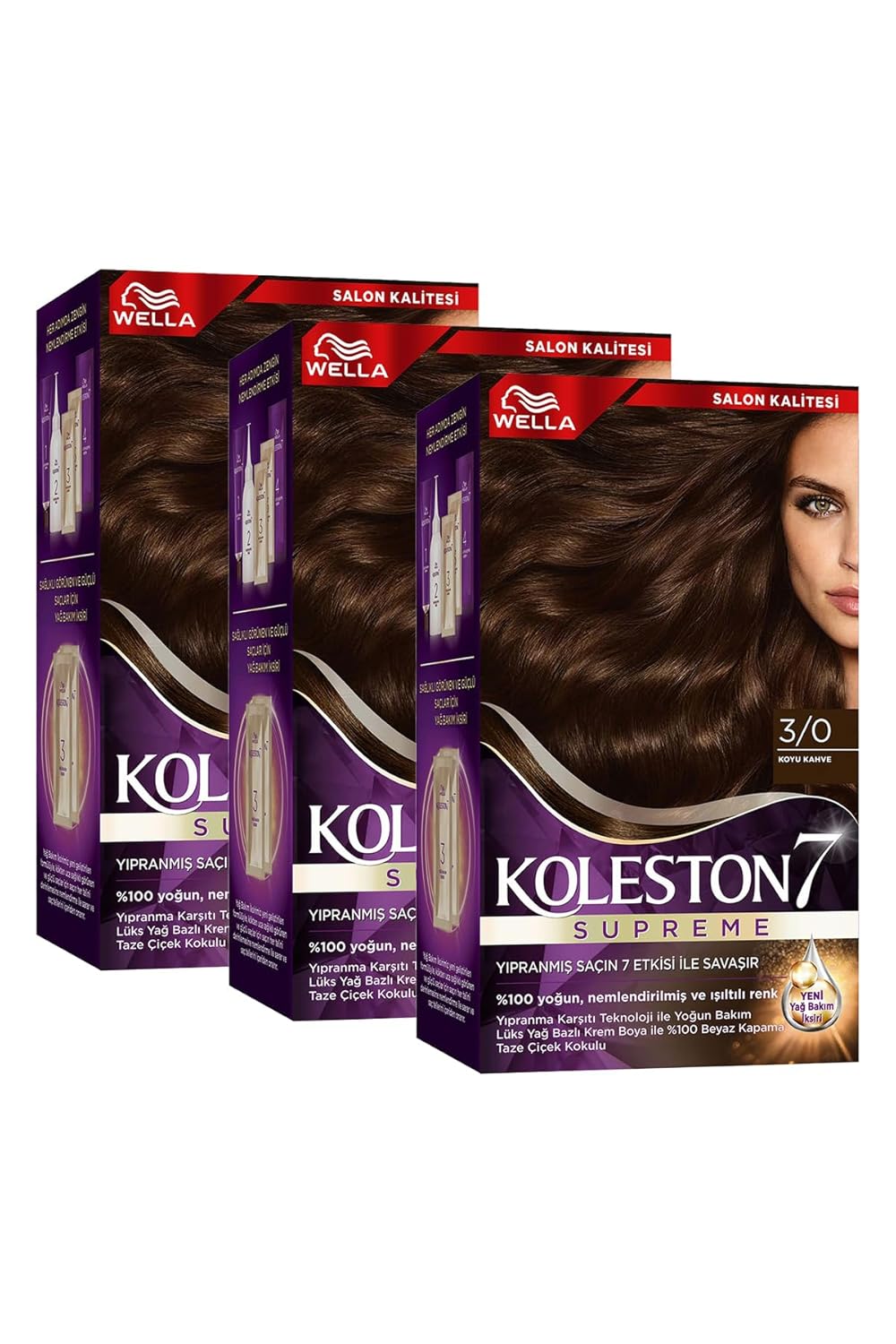 Wella Koleston Supreme Saç Boyası 3/0 Koyu Kahve x3' li Set