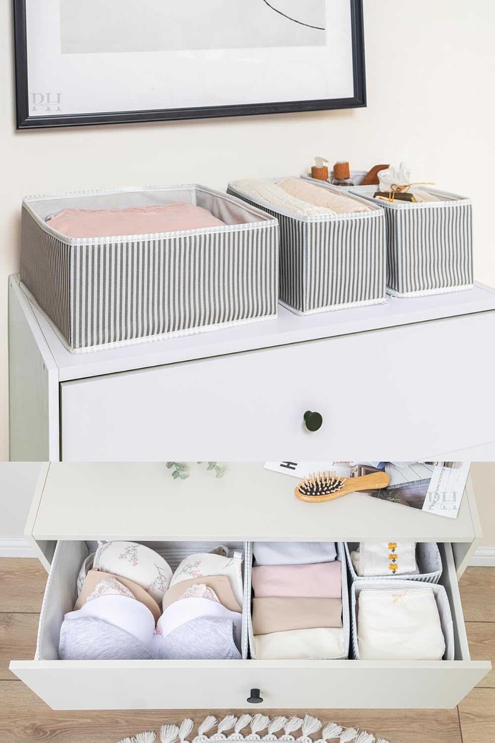 Pazar Kapısı 8 Li Çekmece Düzenleyici Organizer Dekoratif Sepet Hurç (8 Li Çekmece Çizgili)