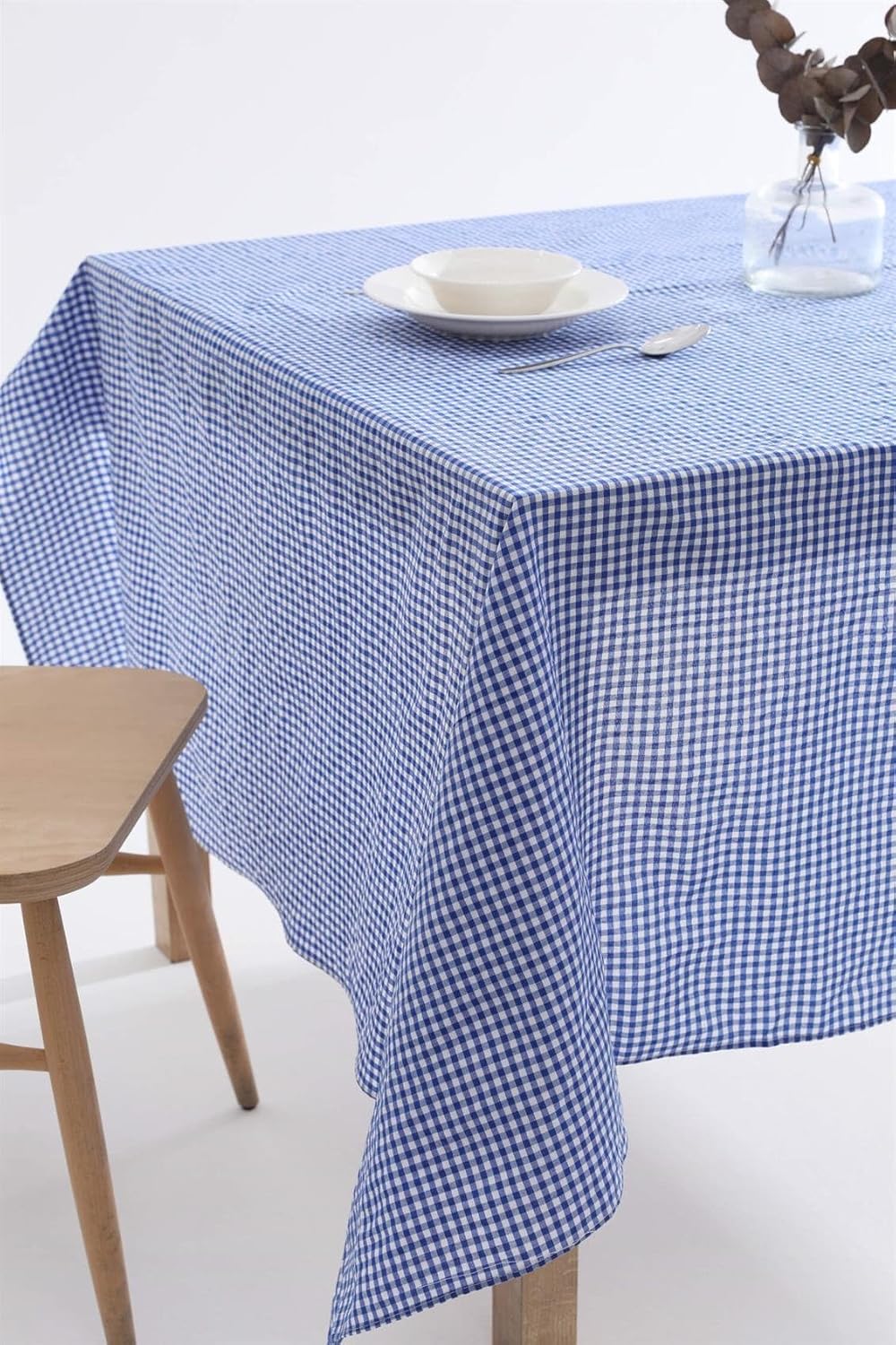 Pazar Kapısı Pötikare Masa Örtüsü Pamuk Sofra Bezi 170x170 (Mavi)