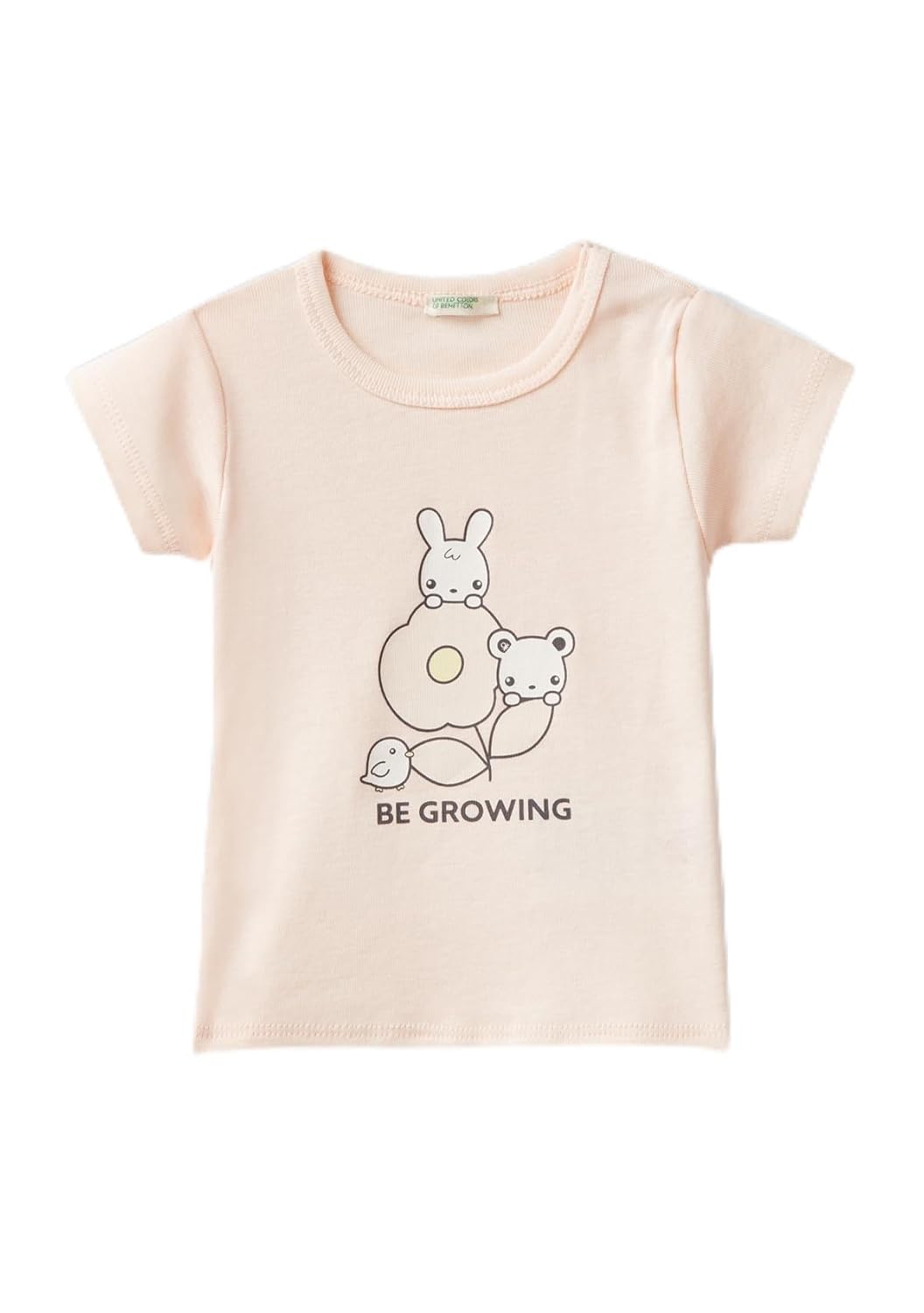 United Colors of Benetton Önü Grafik Baskılı Omzu Çıtçıtlı Bisiklet Yaka Tişört T-Shirt Bebek