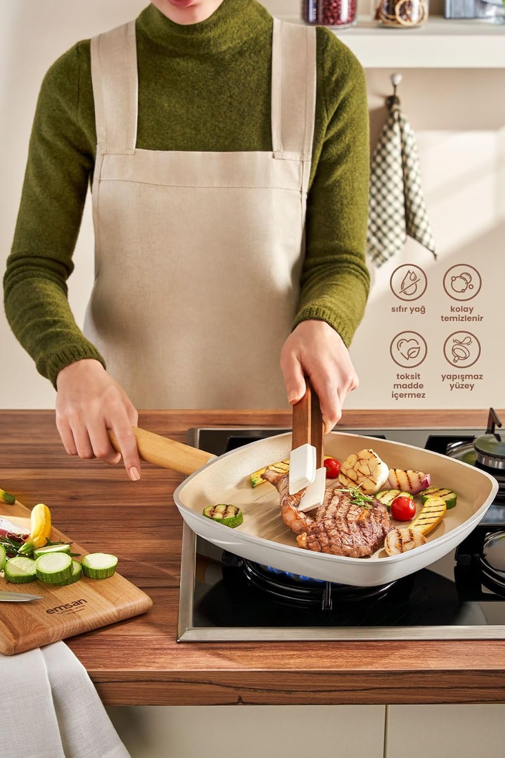 Emsan Swiss Crystal Kare Tava 24 cm