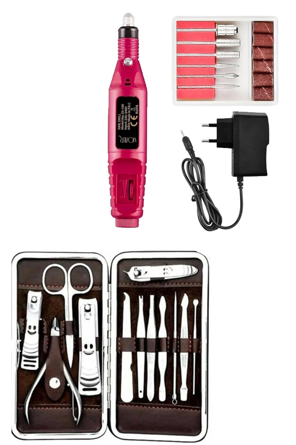 Mobee Elektrikli 12V Tırnak Törpü Manikür Pedikür Makinesi Seti VE 12 Parça Çantalı Manikür Pedikür Set