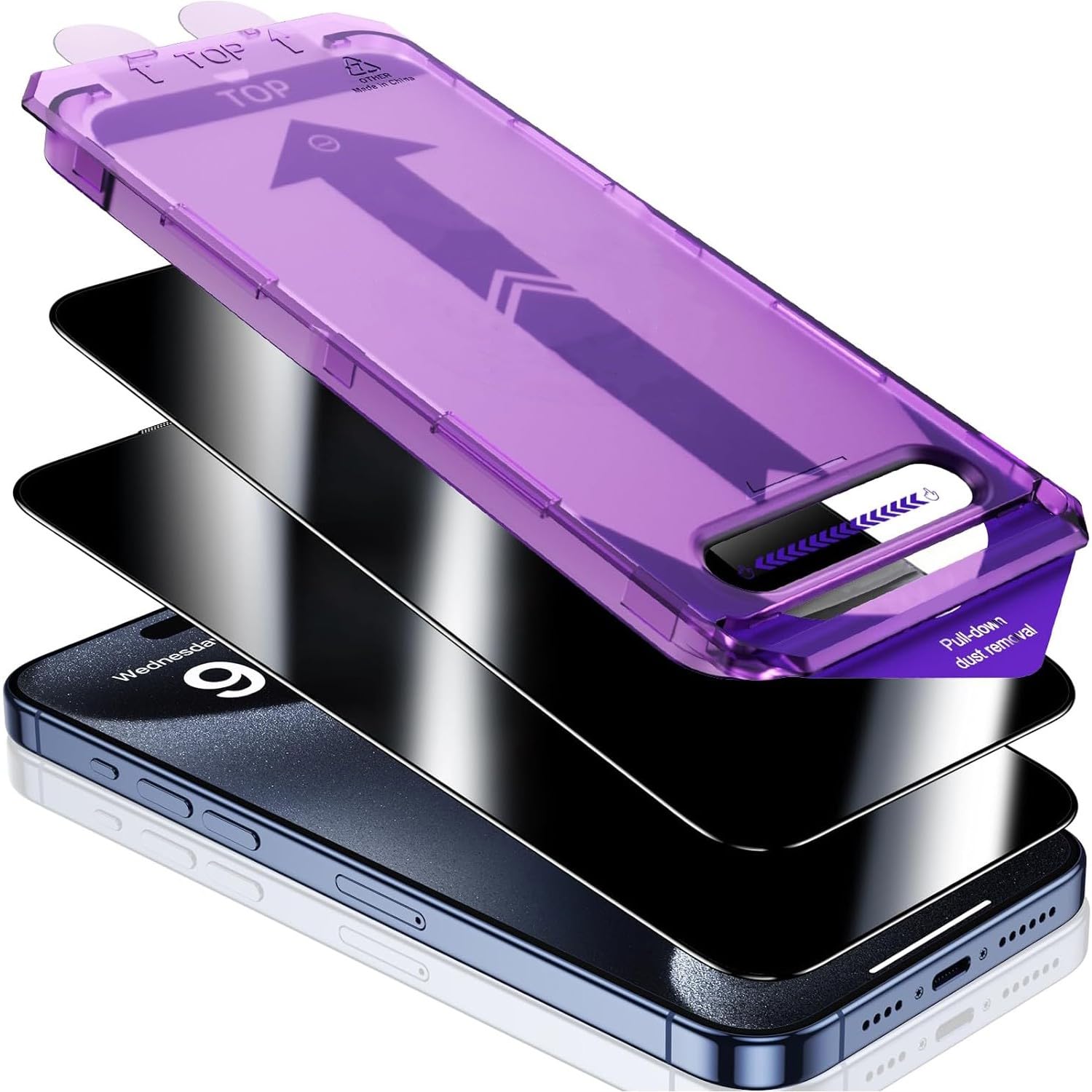 teknosepetim iPhone 14 Pro Hayalet Cam Ekran Koruyucu Tam Kaplayan Otomatik Hizalamalı Cam