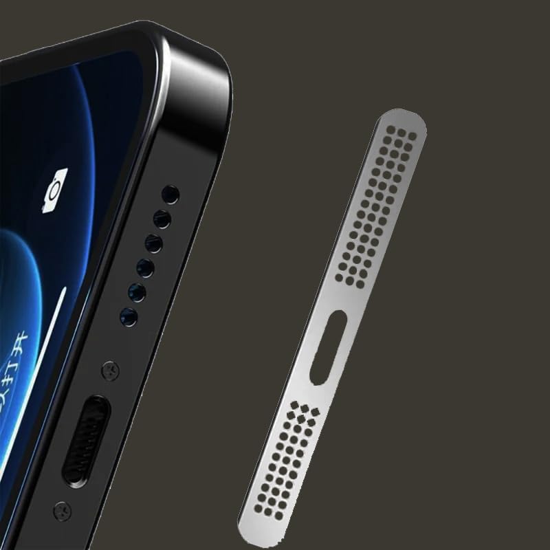 Apple iPhone 12, 13, 14,15,16 Pro Max, Pro, Plus Uyumlu Metal Toz Geçirmez Sticker Kulaklık Hoparlör Deliği Anti Toz Önleyici (Gümüş)