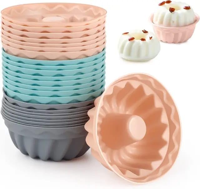 Orret Home Göbekli Muffin Pişirme Kalıbı - 24 Adet Silikon Kek ve Cupcake Kalıbı - Çikolata ve Sade Kek için